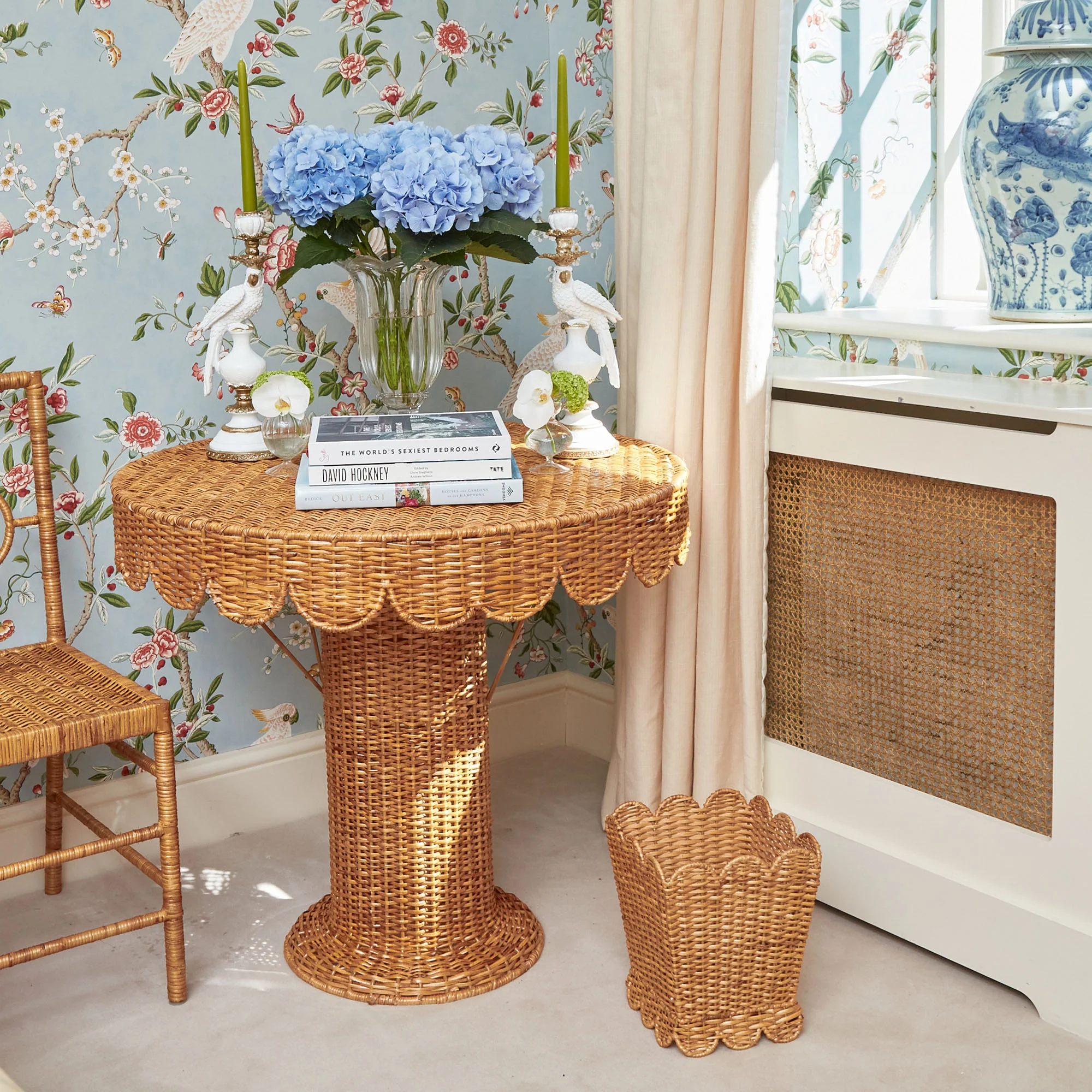 Scalloped Rattan Waste Paper Bin - Image 6