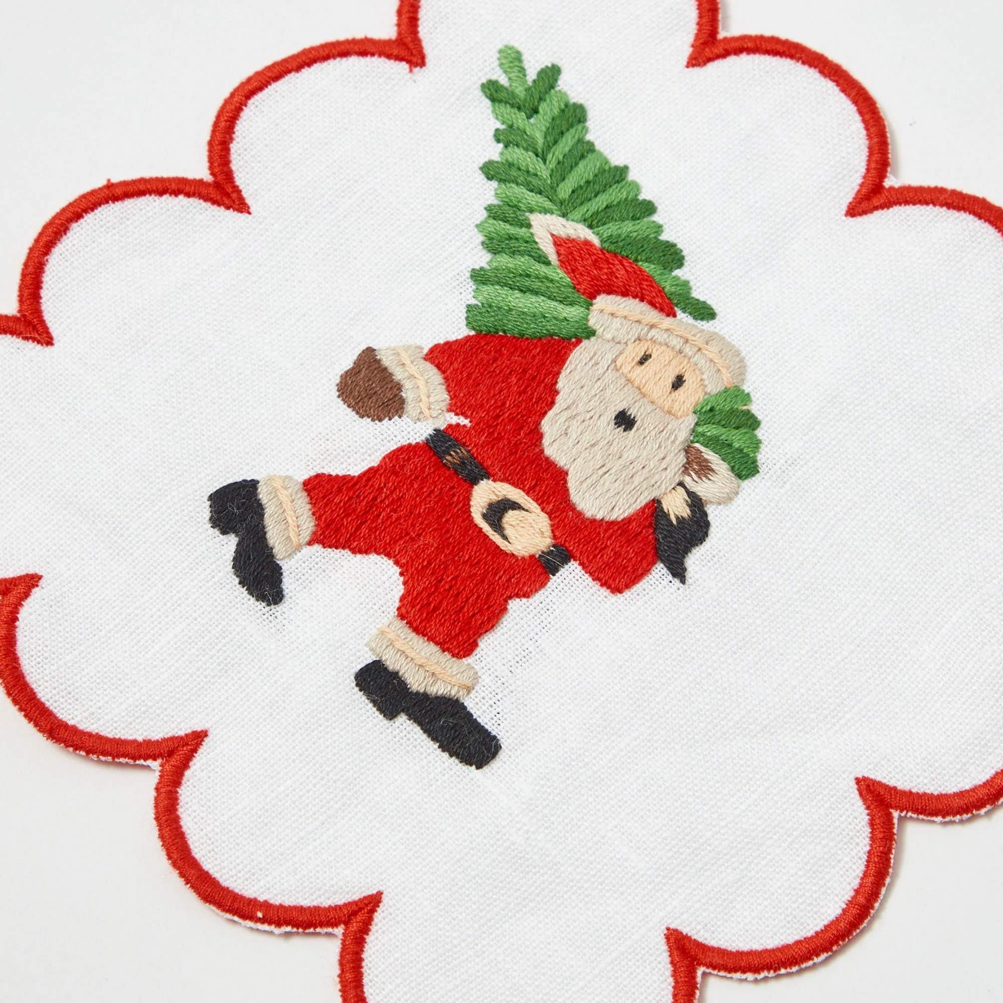 Scalloped Father Christmas Cocktail Napkins (Set of 4) - Image 2