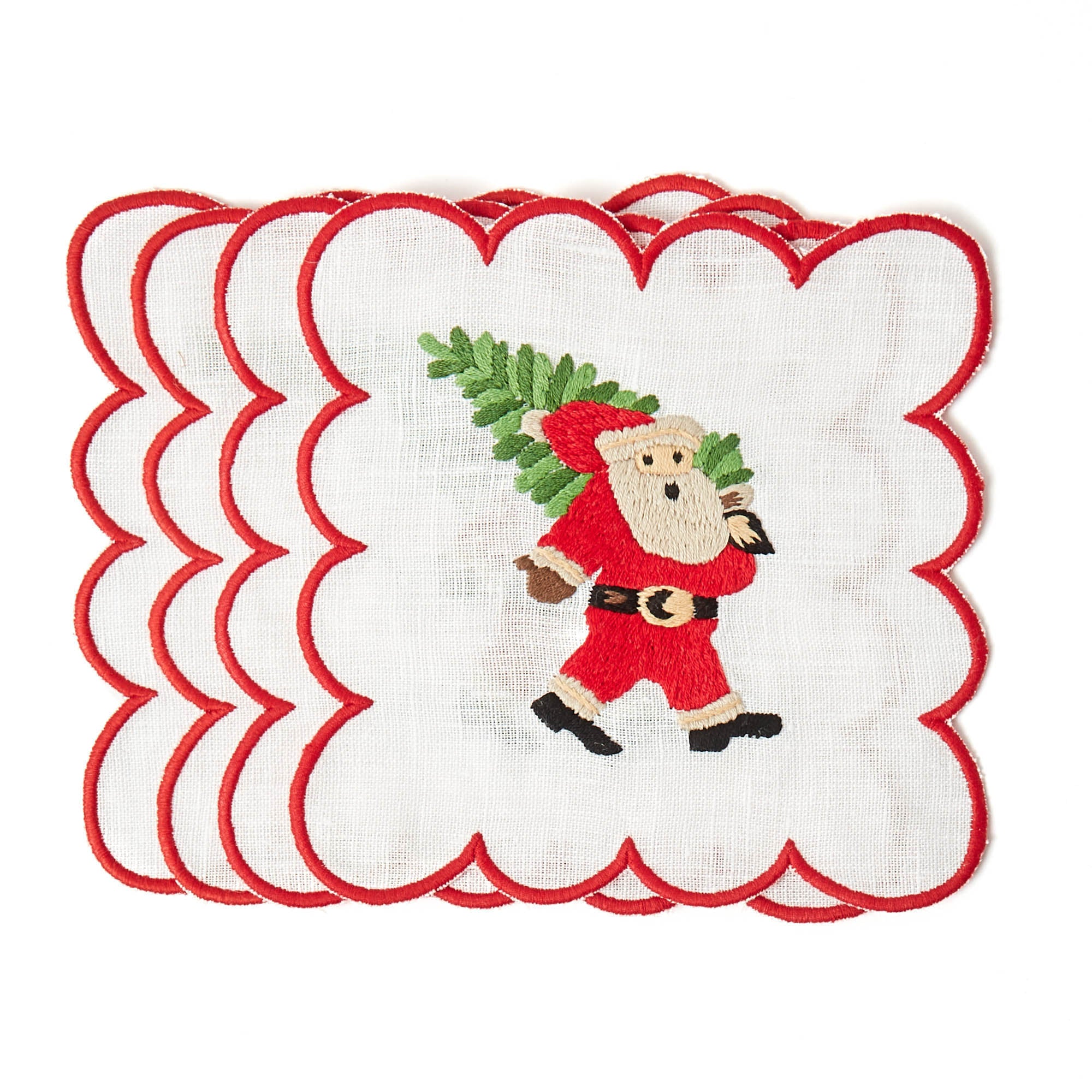 Scalloped Father Christmas Cocktail Napkins (Set of 4) - Image 4