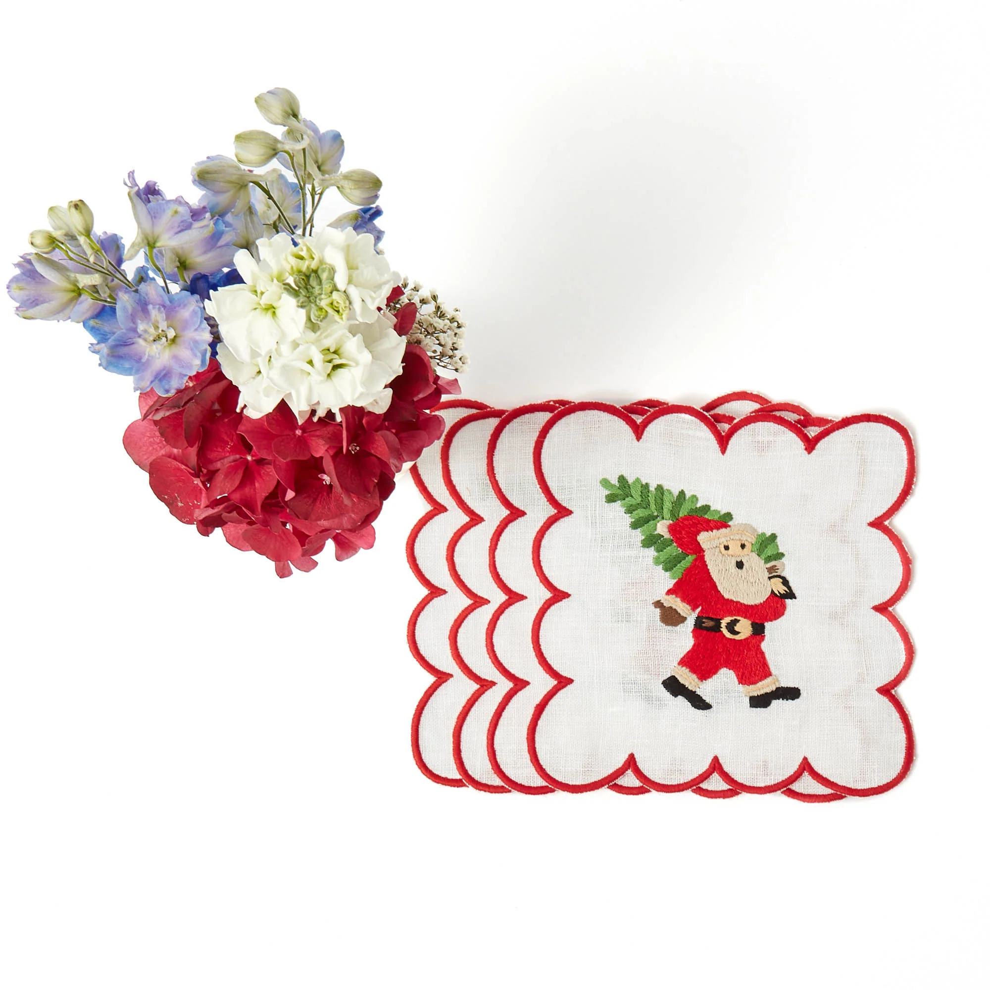 Scalloped Father Christmas Cocktail Napkins (Set of 4) - Image 5