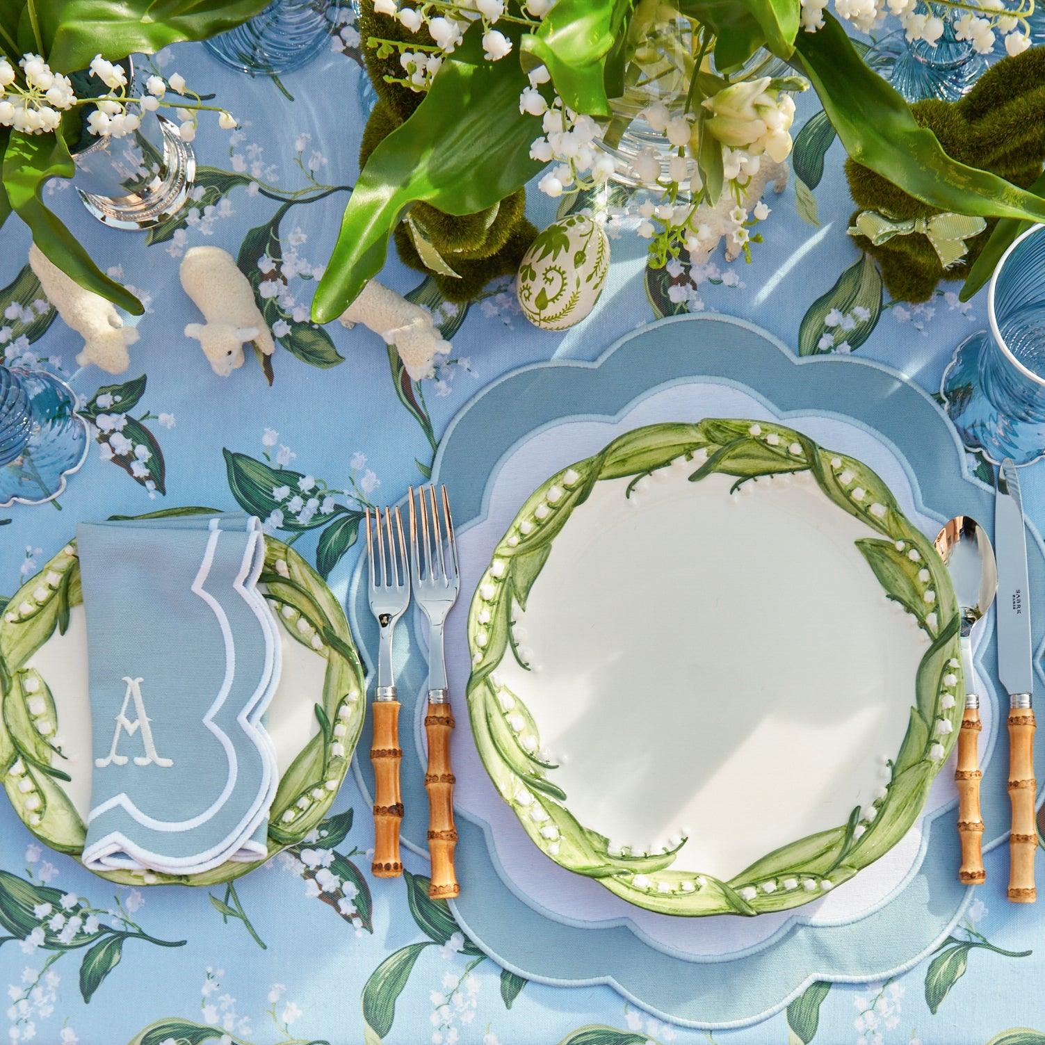 Serena Appliqué Blue Placemats & Napkins (Set of 4) - Image 8