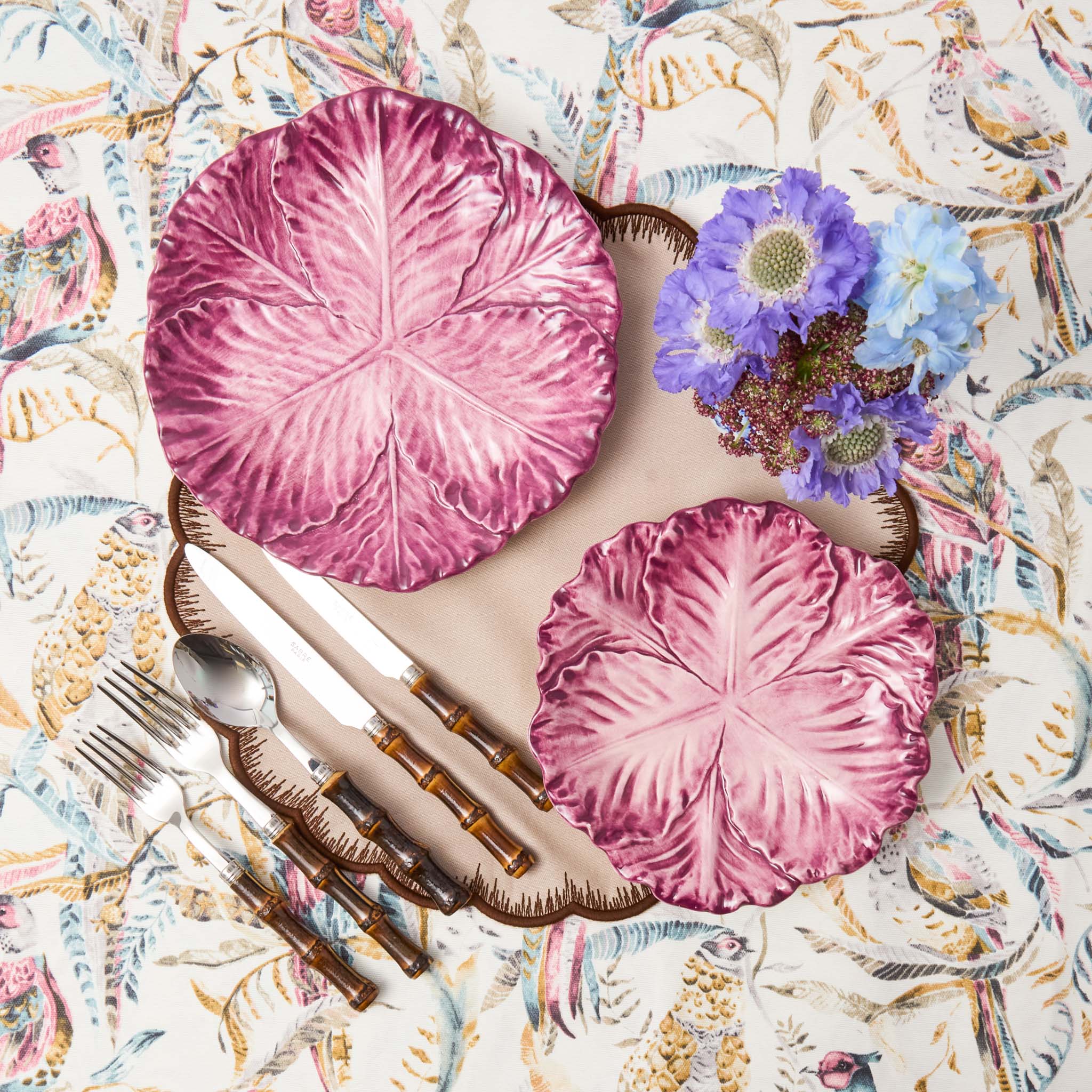 Aubergine Serena Cabbage Dinner & Starter Plates (Set of 8) - Image 11