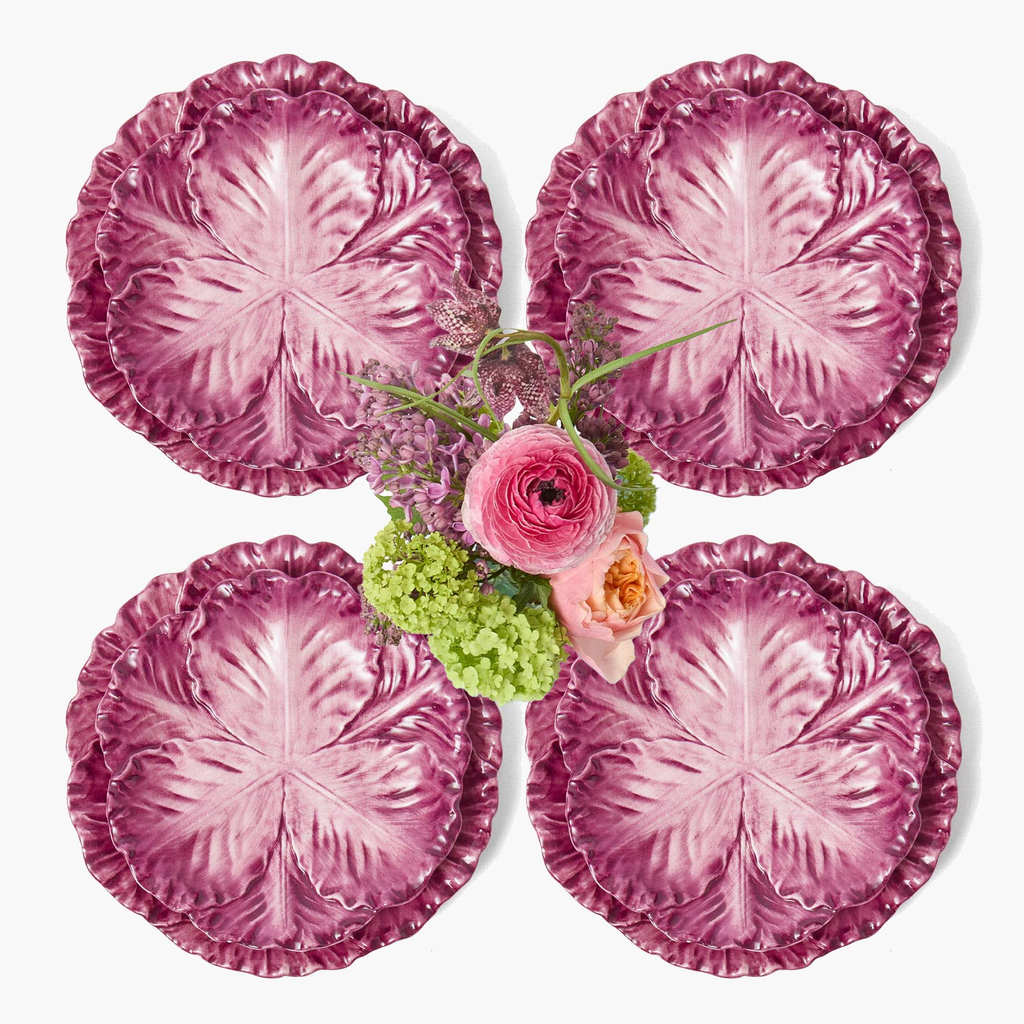 Aubergine Serena Cabbage Dinner & Starter Plates (Set of 8) - Image 16