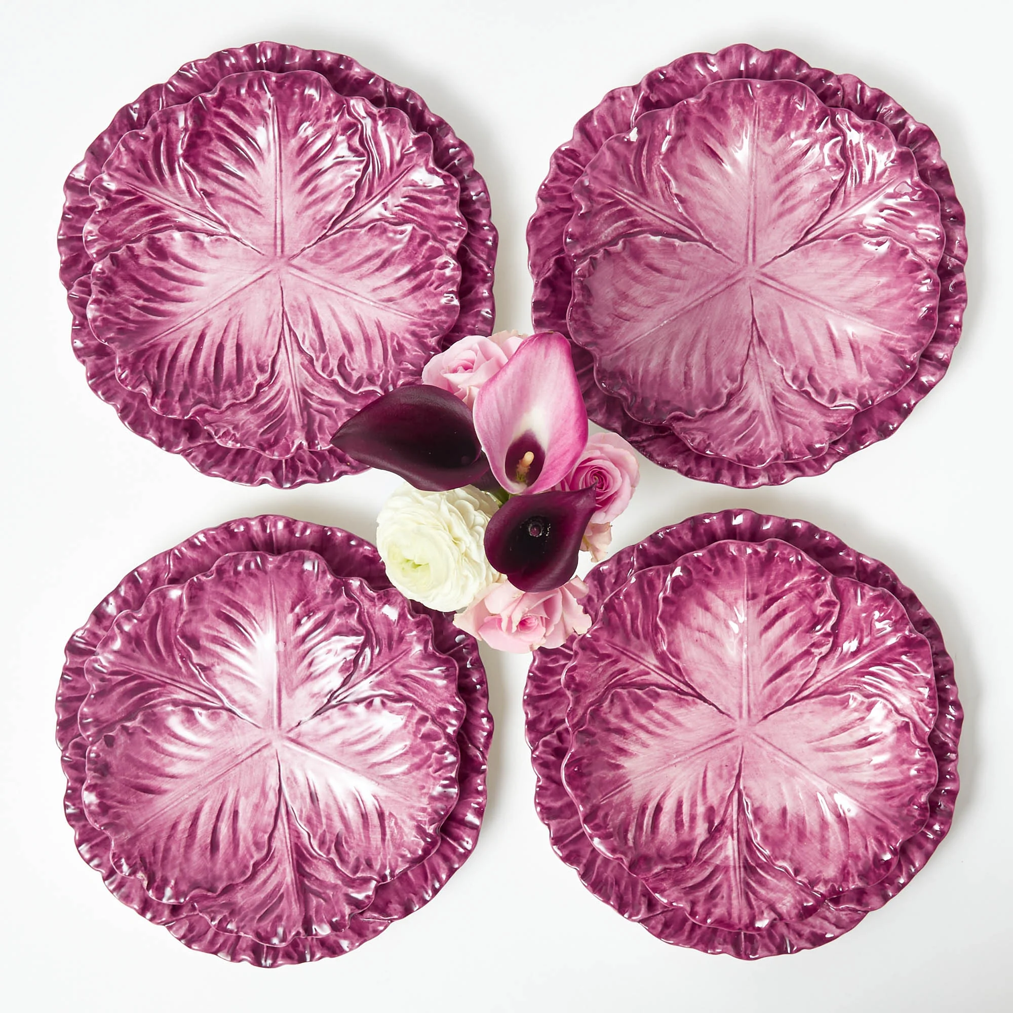 Aubergine Serena Cabbage Dinner & Starter Plates (Set of 8) - Image 24
