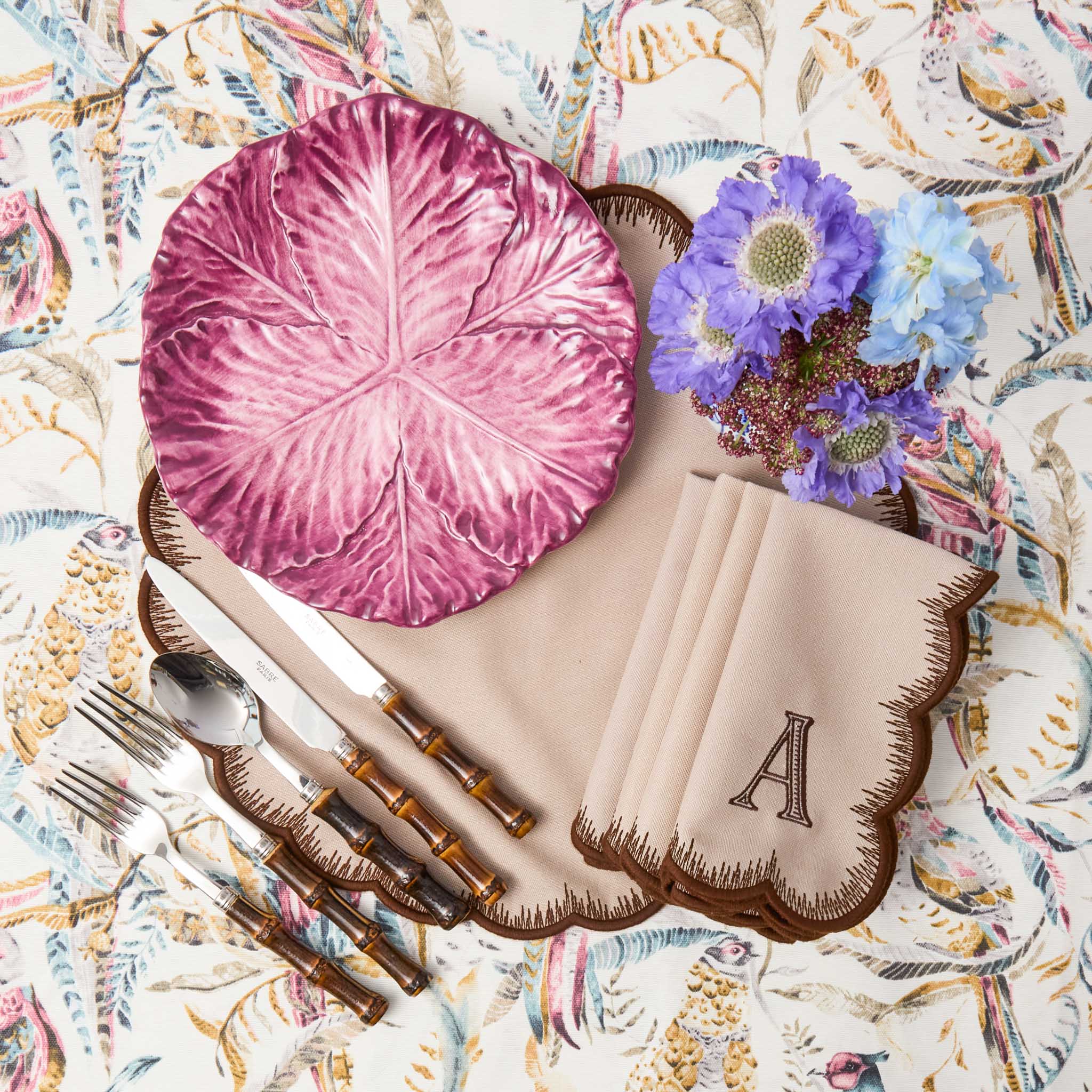Aubergine Serena Cabbage Dinner Plates (Set of 4) - Image 13