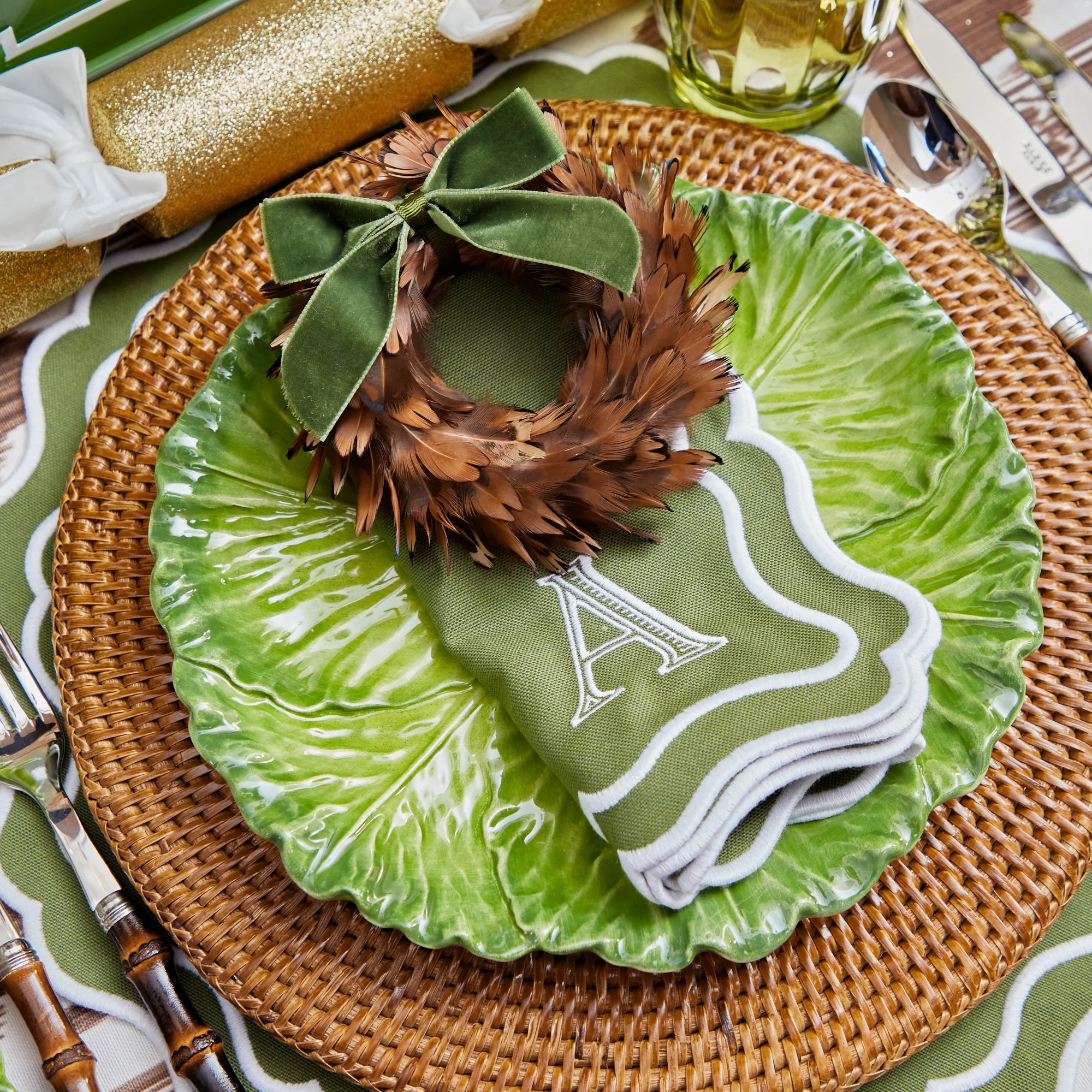 Green Serena Cabbage Dinner Plate - Image 14