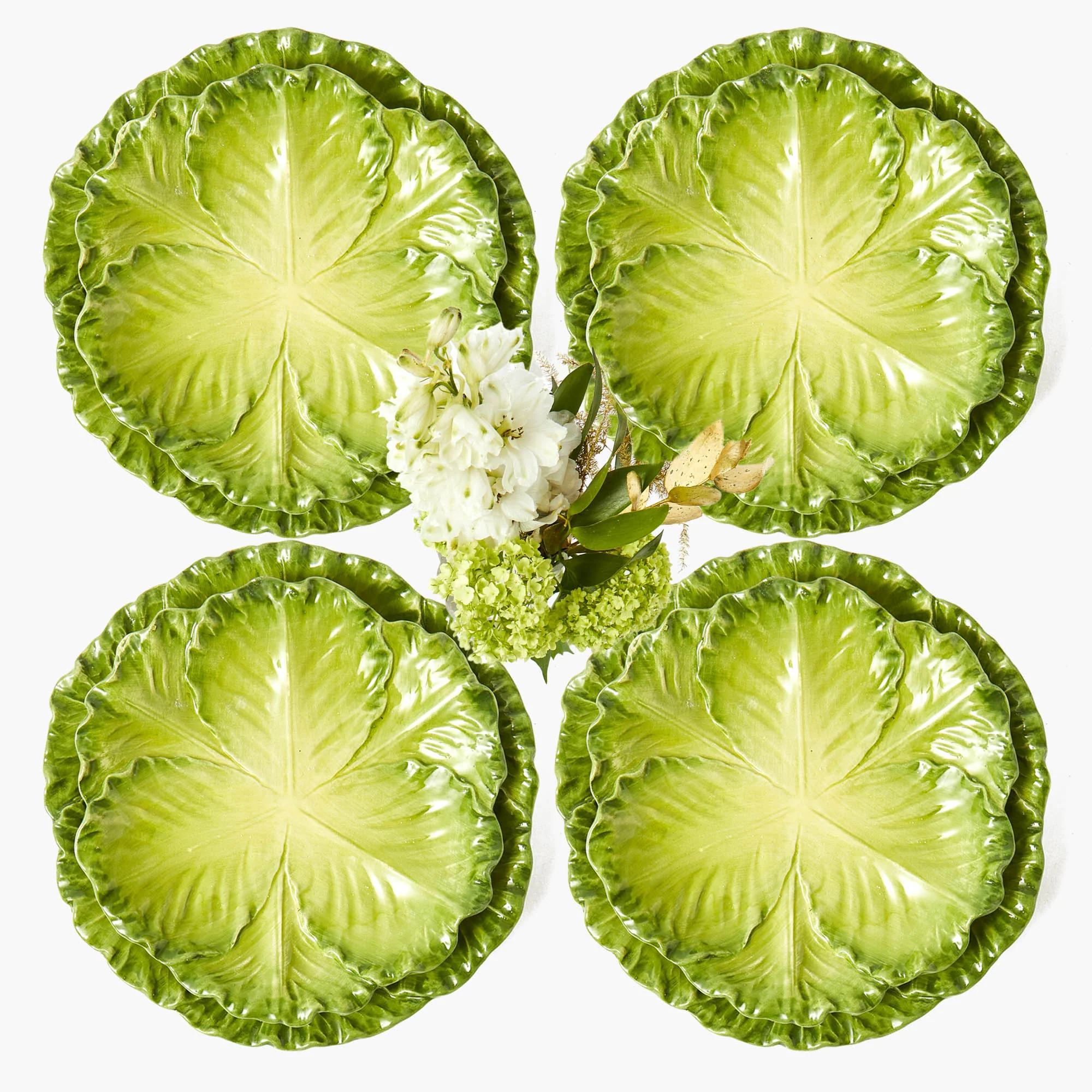 Serena Green Cabbage Dinner & Starter Plates (Set of 8) - Image 8