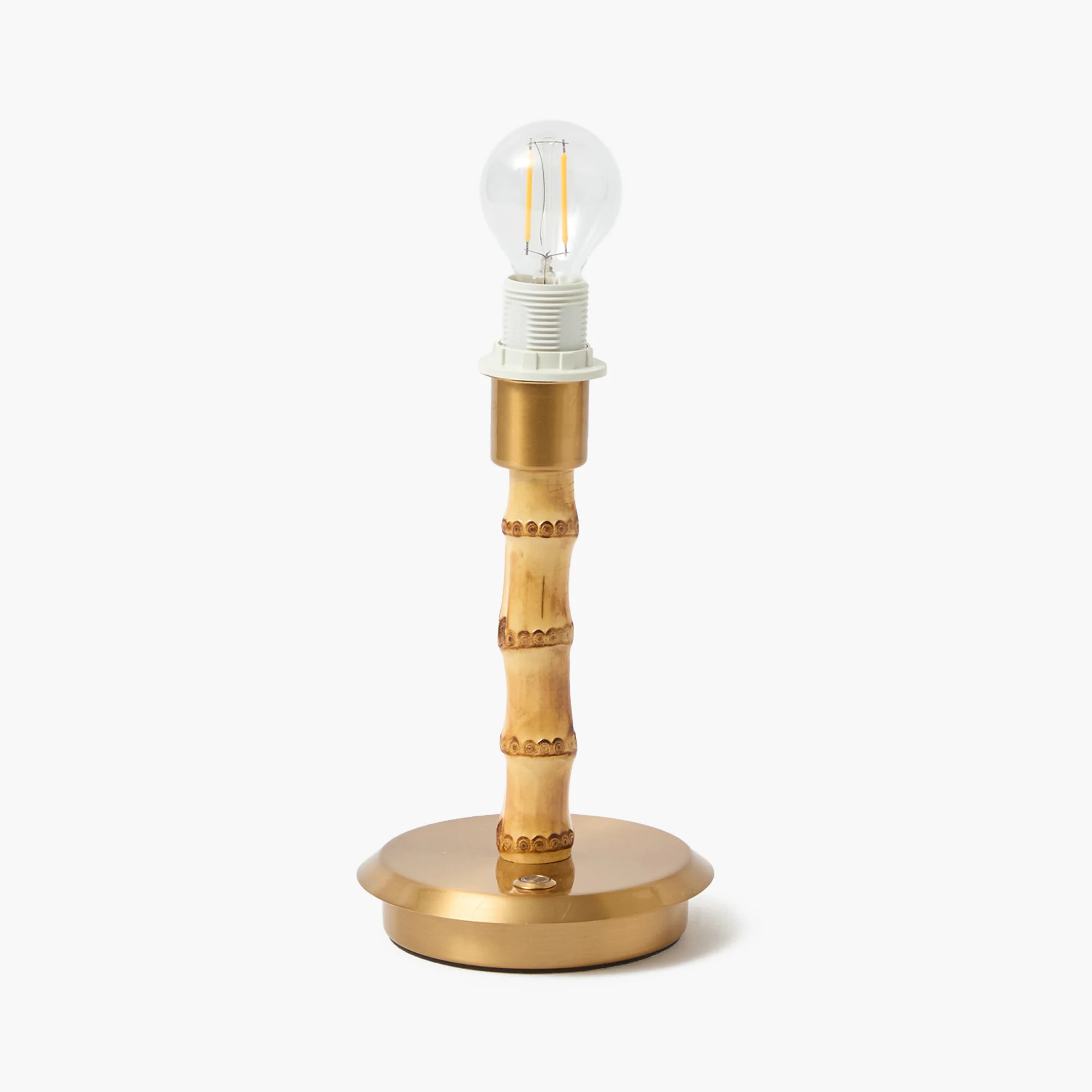 Bamboo Short Rechargeable Lamp with Caramel & Blue Lotus Shade (18cm) - Image 6