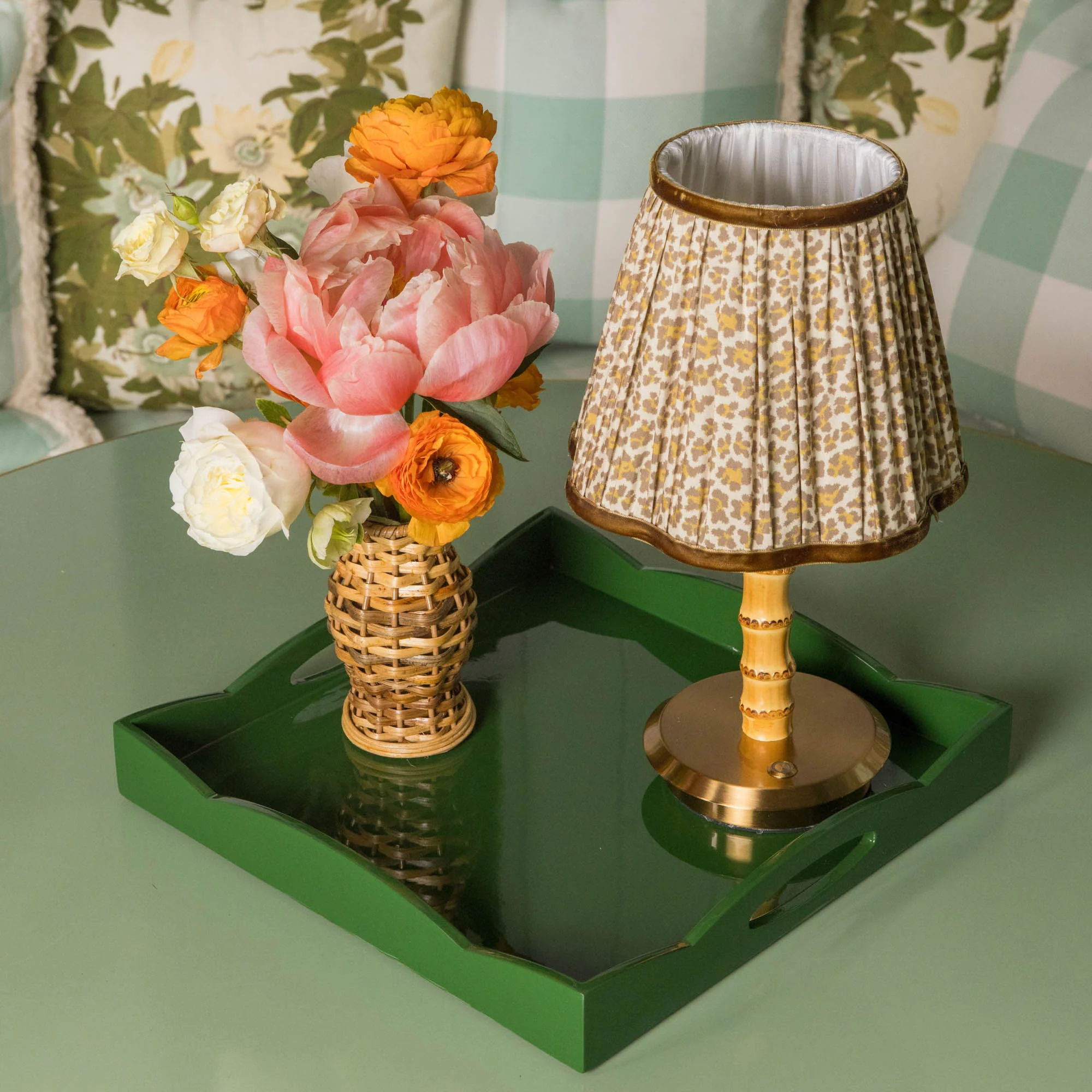 Bamboo Short Rechargeable Lamp with Leopard Shade (18cm) - Image 6