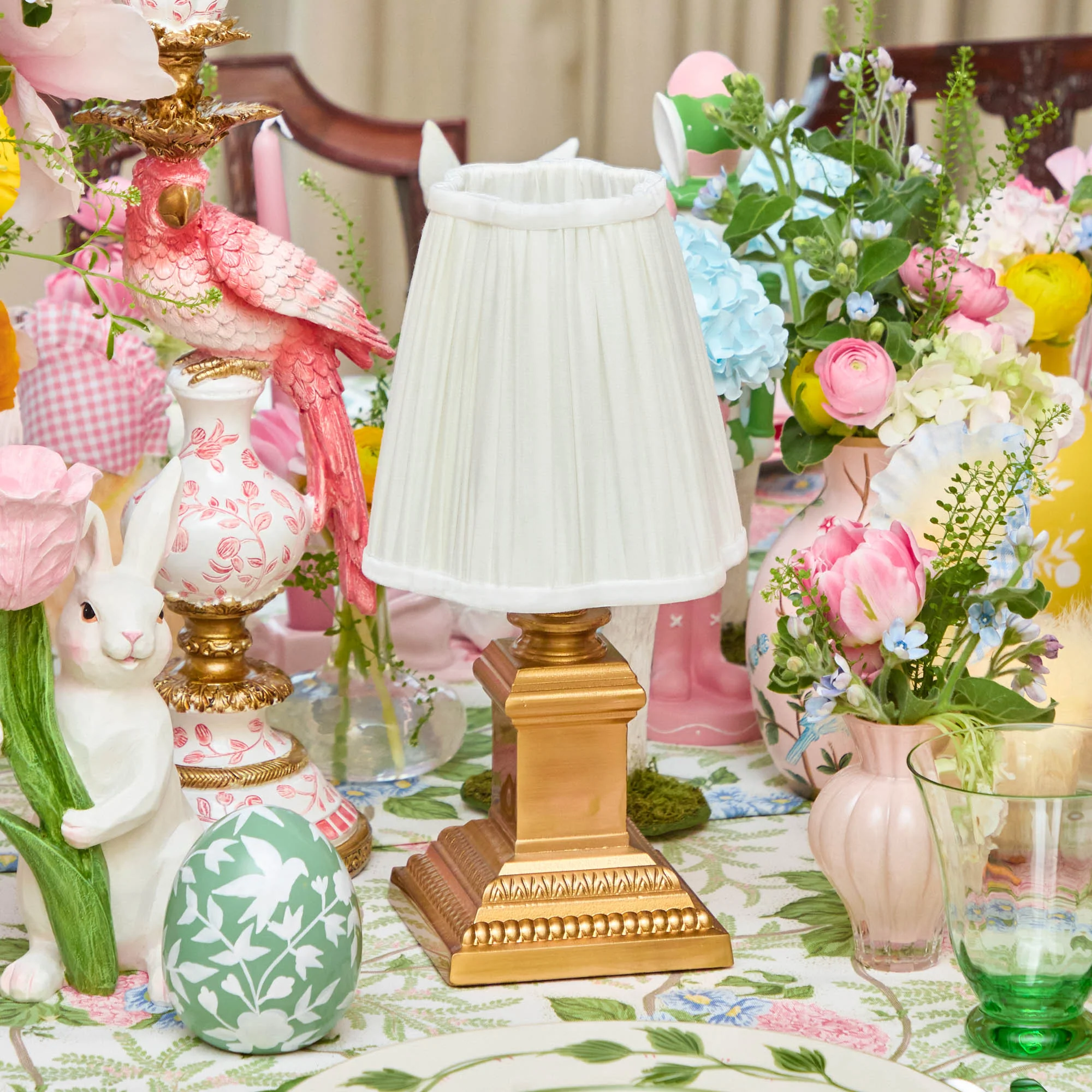 Short Corinthian Square Rechargeable Lamp with Cream Shade (18cm) - Image 2
