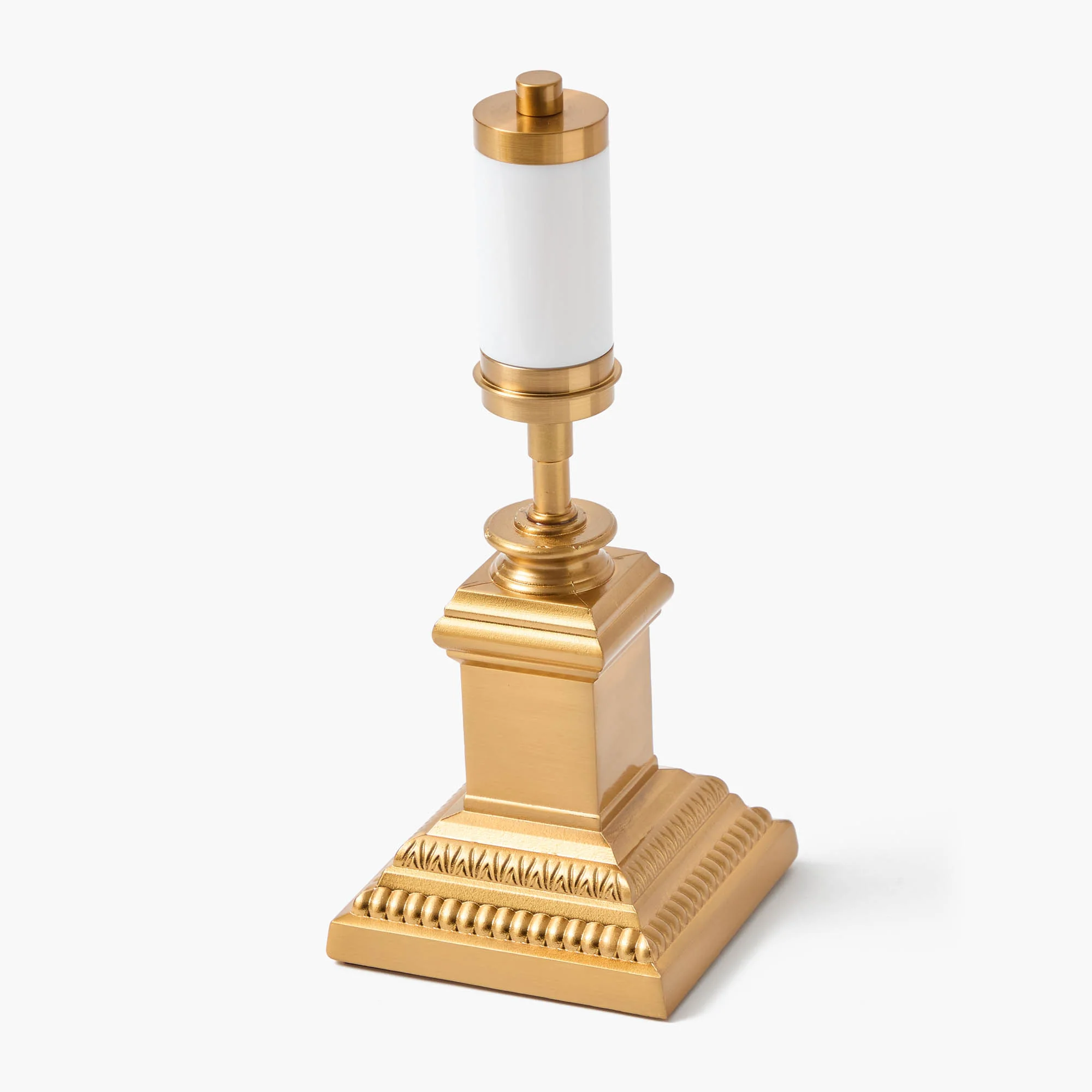 Short Corinthian Square Rechargeable Lamp with Olive Lotus Shade (18cm) - Image 5