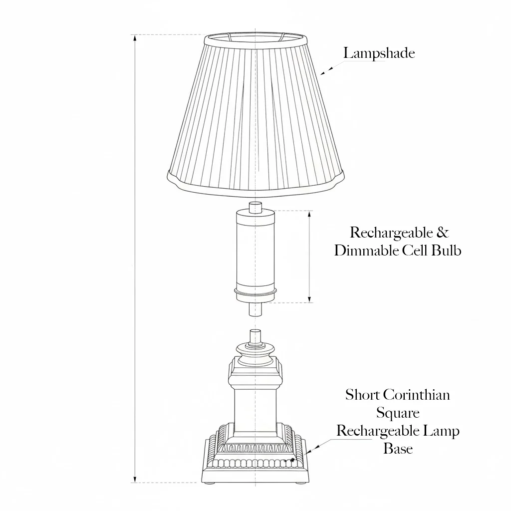 Short Corinthian Square Rechargeable Lamp - Image 6