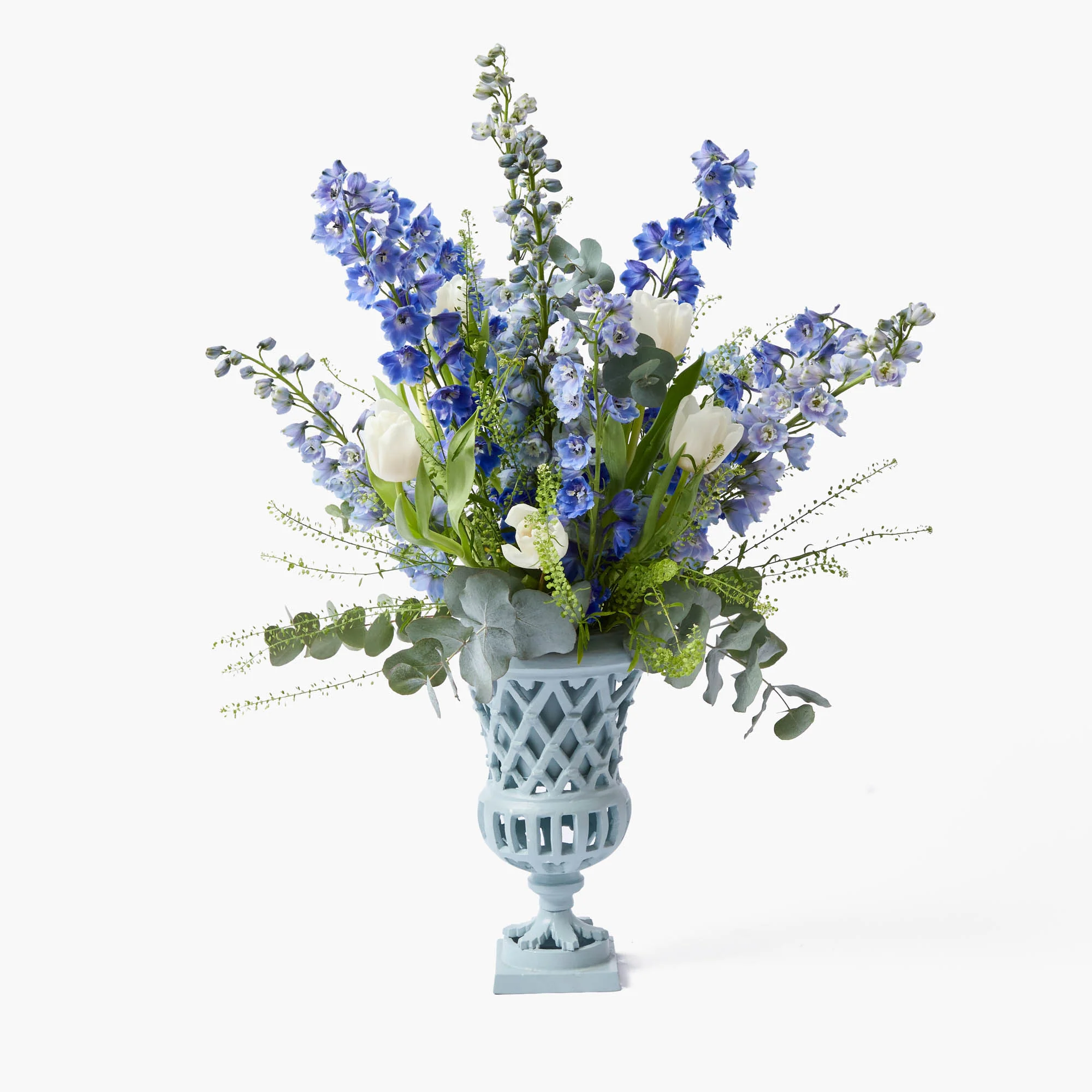 Small Adelaide Soft Blue Lattice Urn Vase - Image 11