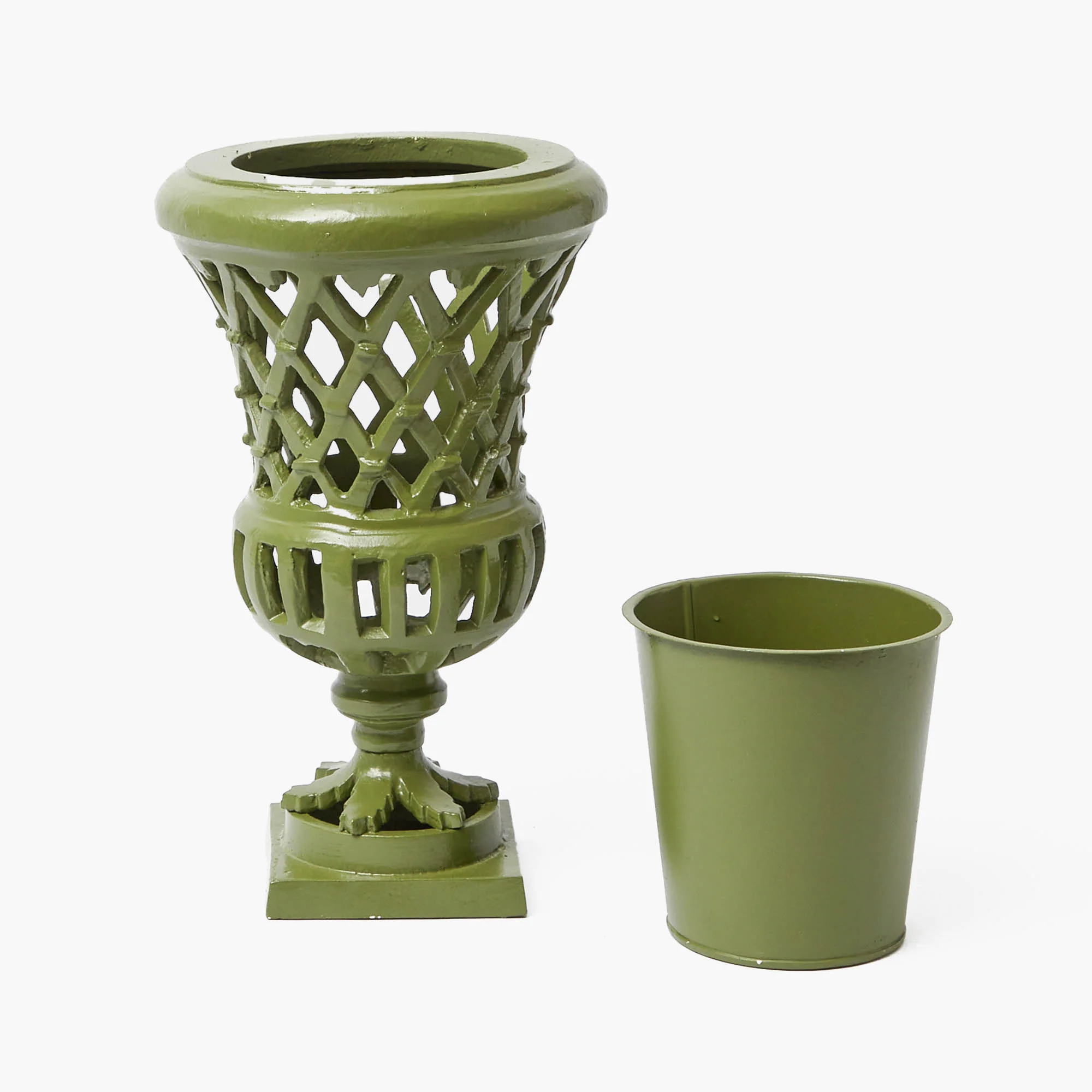 Small Adelaide Green Lattice Urn Vase - Image 4