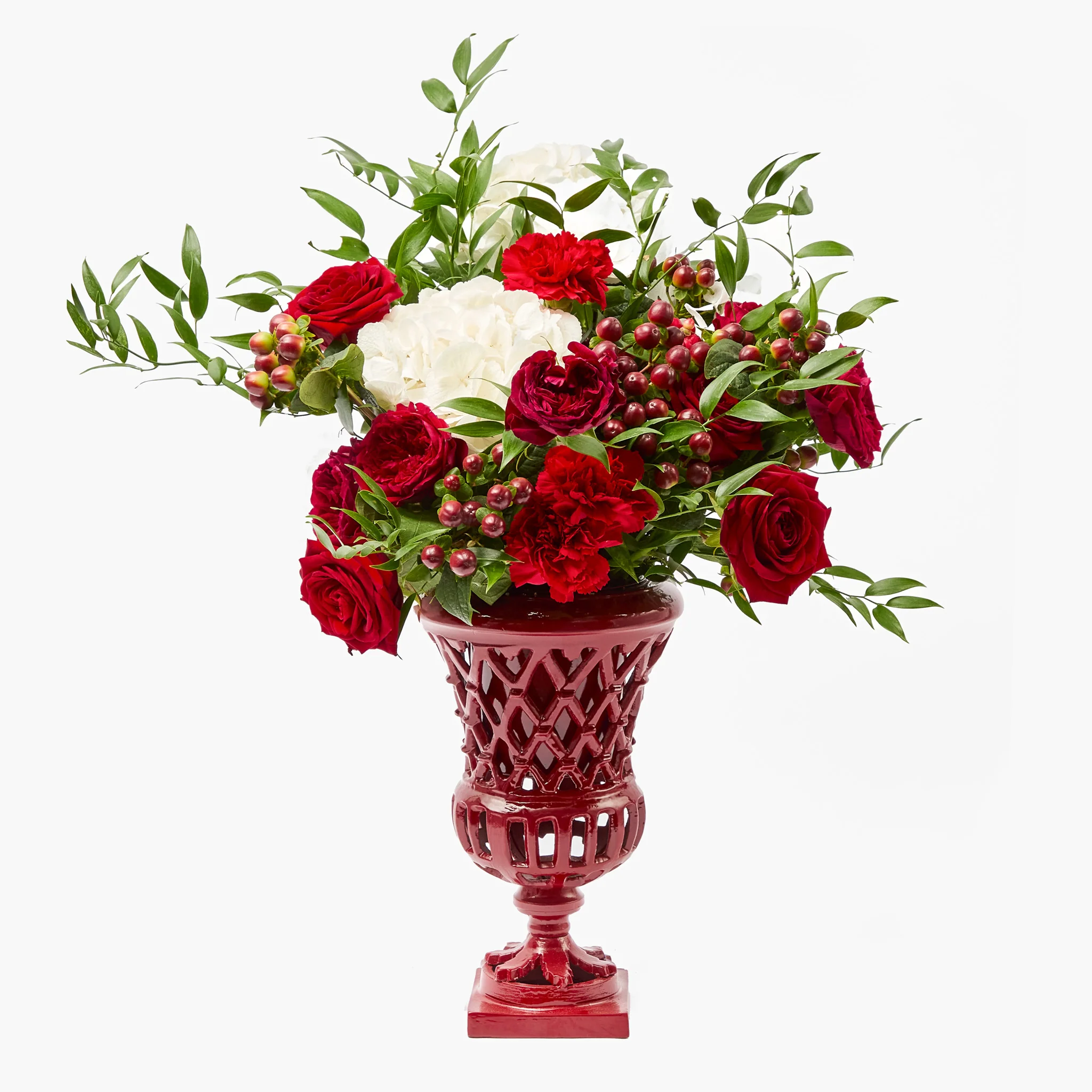 Red Small Adelaide Lattice Urn Vase - Image 6