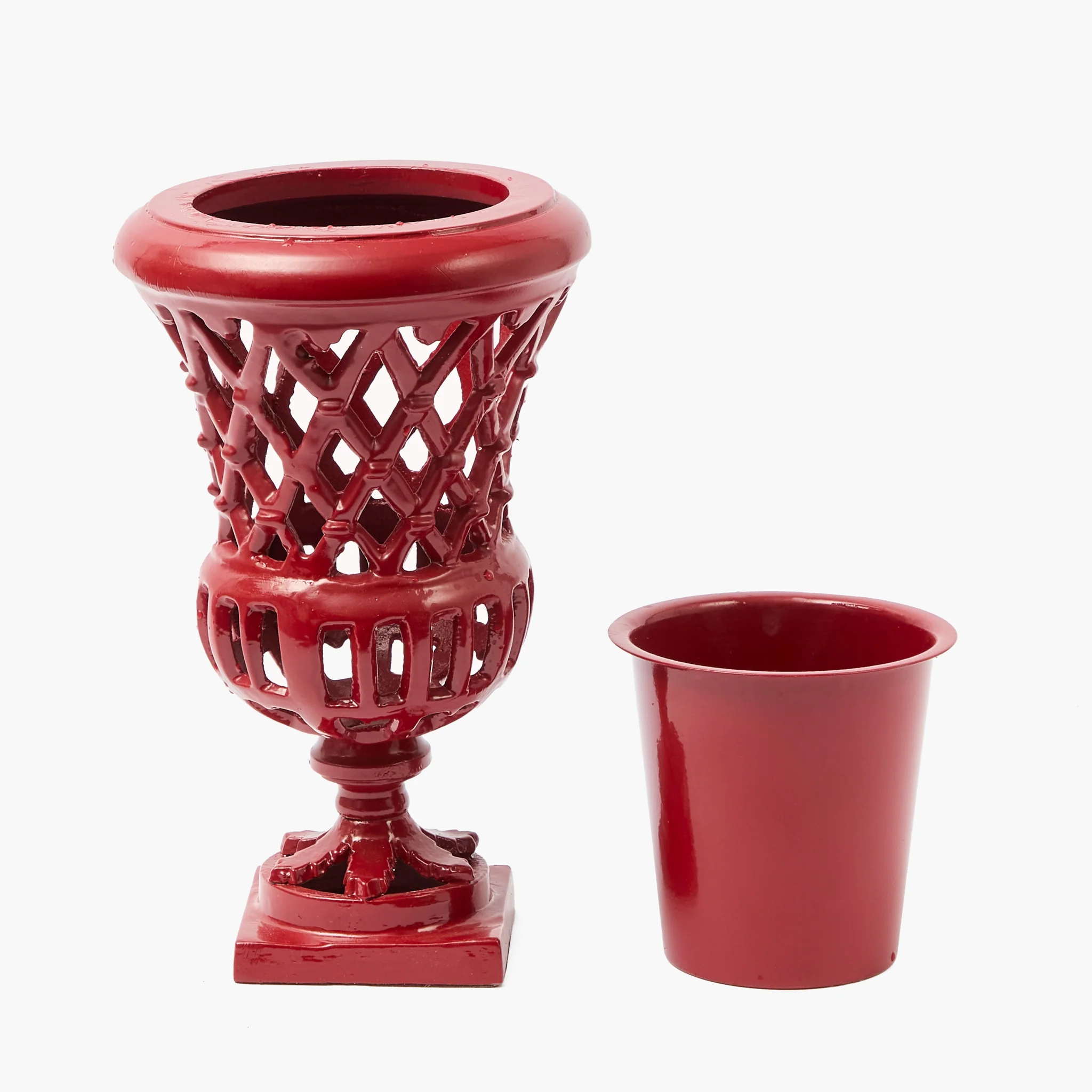 Red Small Adelaide Lattice Urn Vase - Image 7