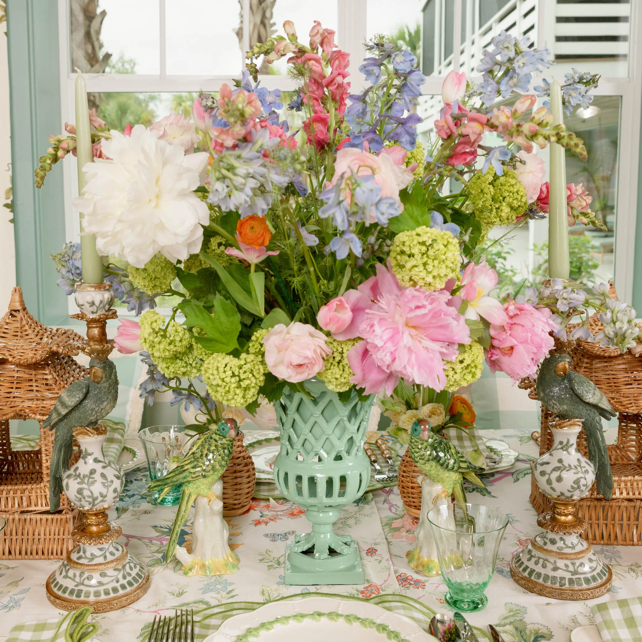 Soft Green Small Adelaide Lattice Urn - Image 2