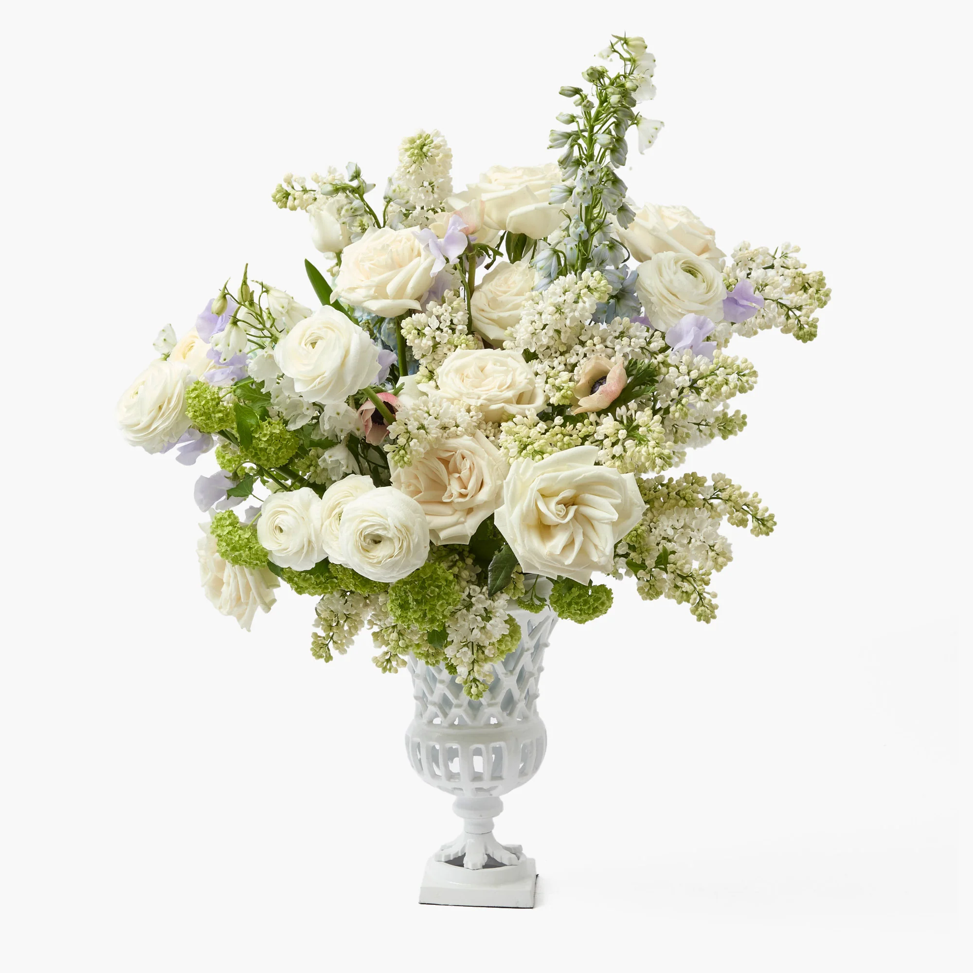 Small Adelaide White Lattice Urn Vase - Image 15