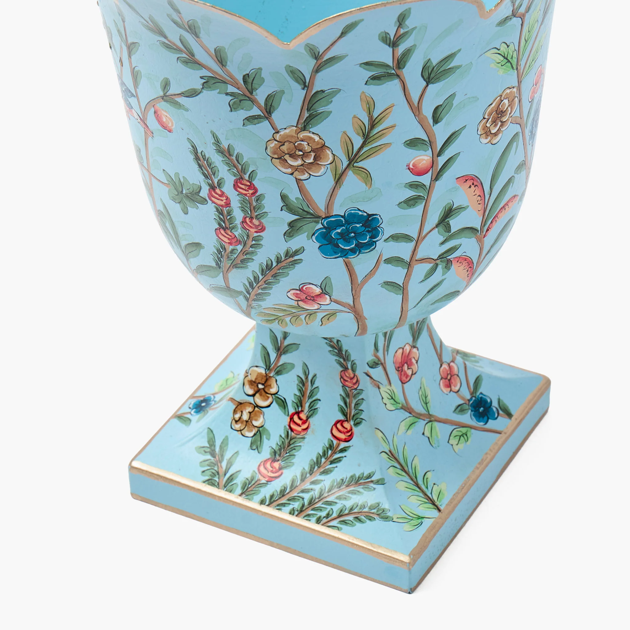 Small Blue Chinoiserie Tole Urn Vase - Image 4
