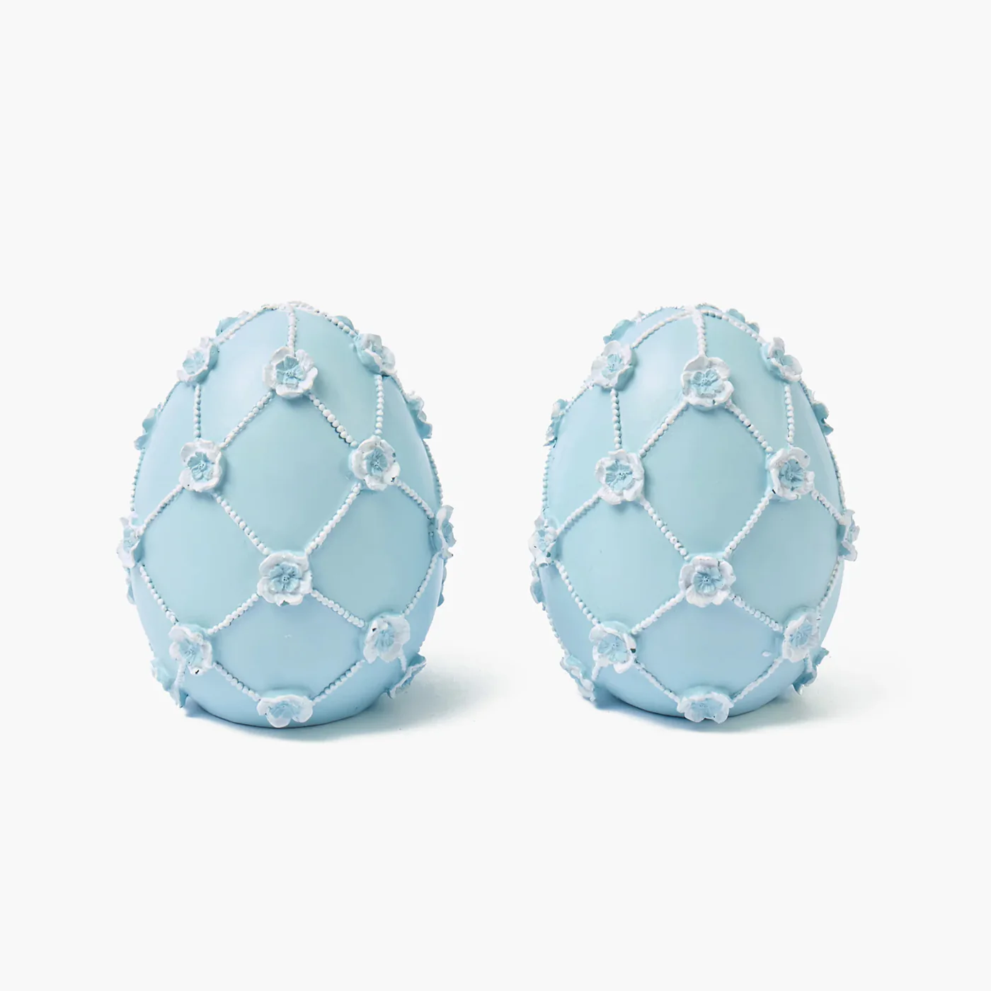 Small Blue Floral Trellis Easter Egg (Pair) - 17cm