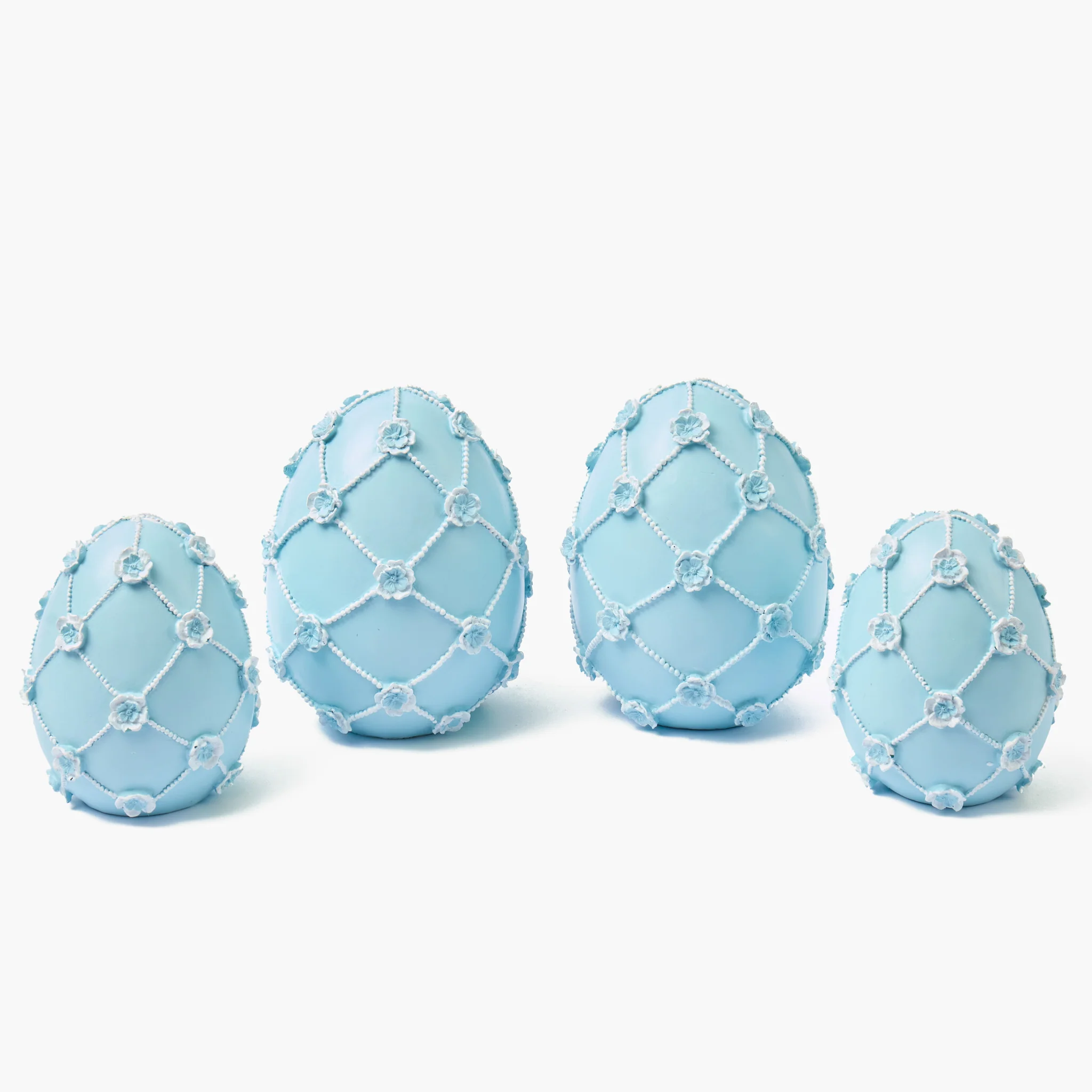 Small Blue Floral Trellis Easter Egg (Pair) - 17cm - Image 5