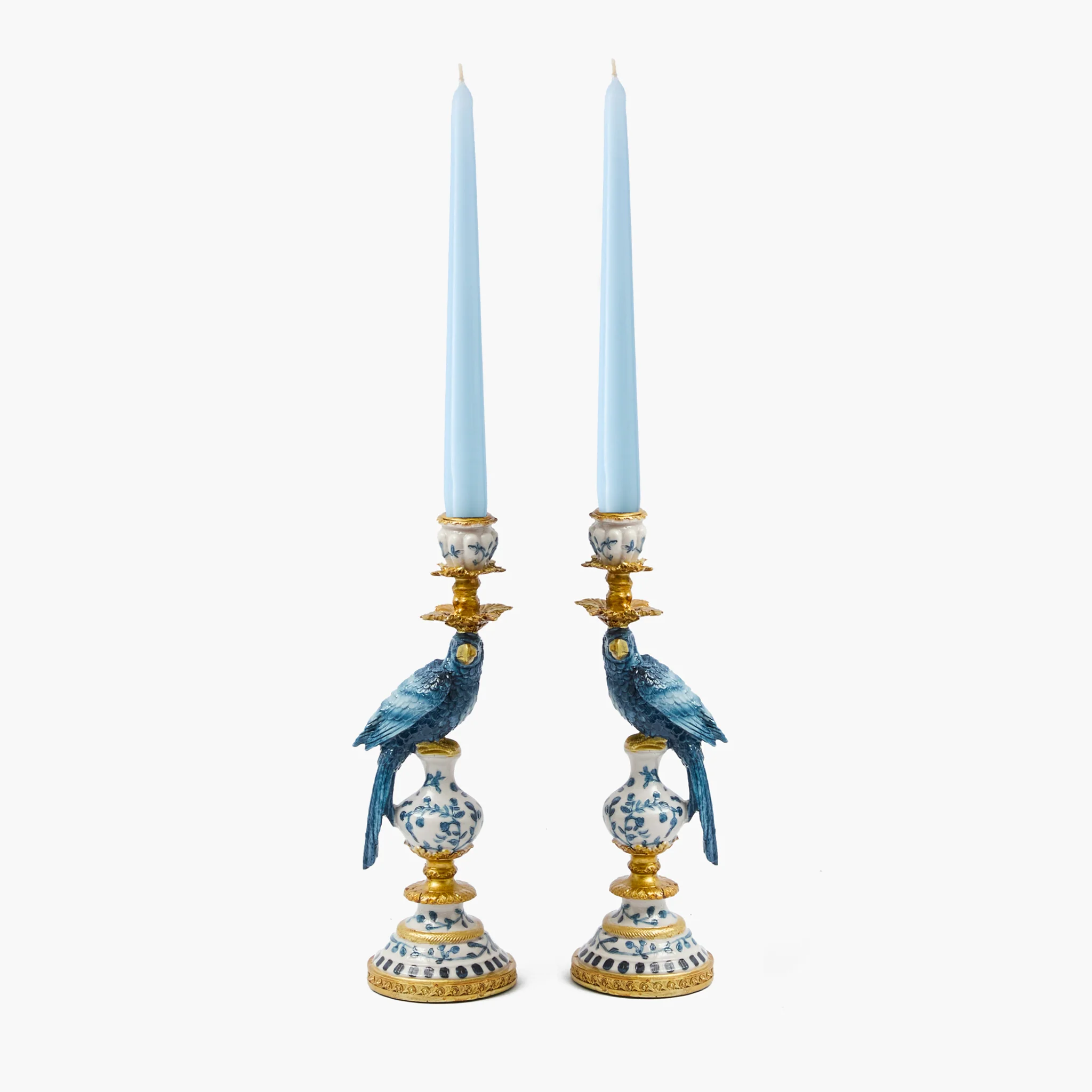 Small Blue Parrot Candle Holder (Pair)