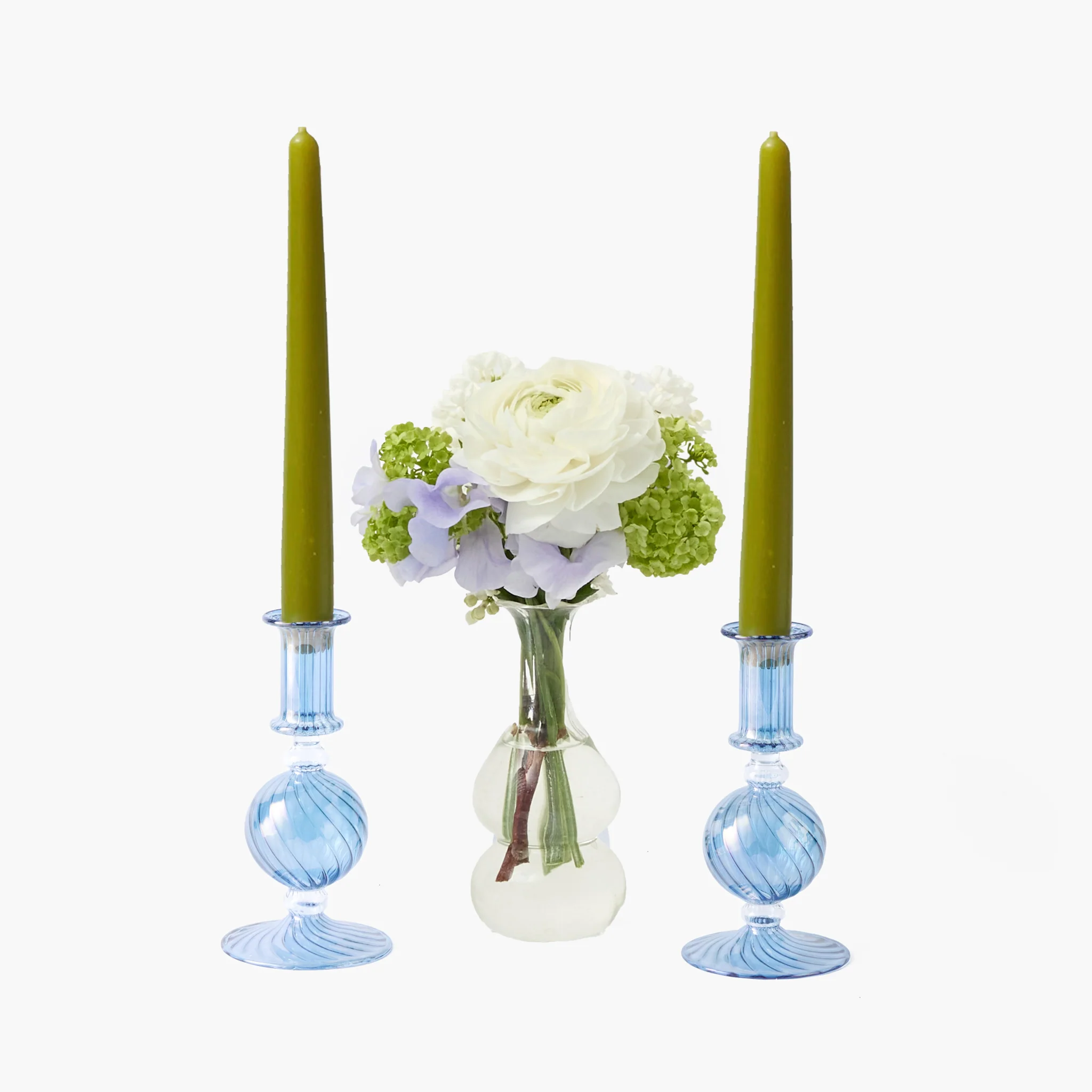Small Camille Azure Candle Holders (Pair)