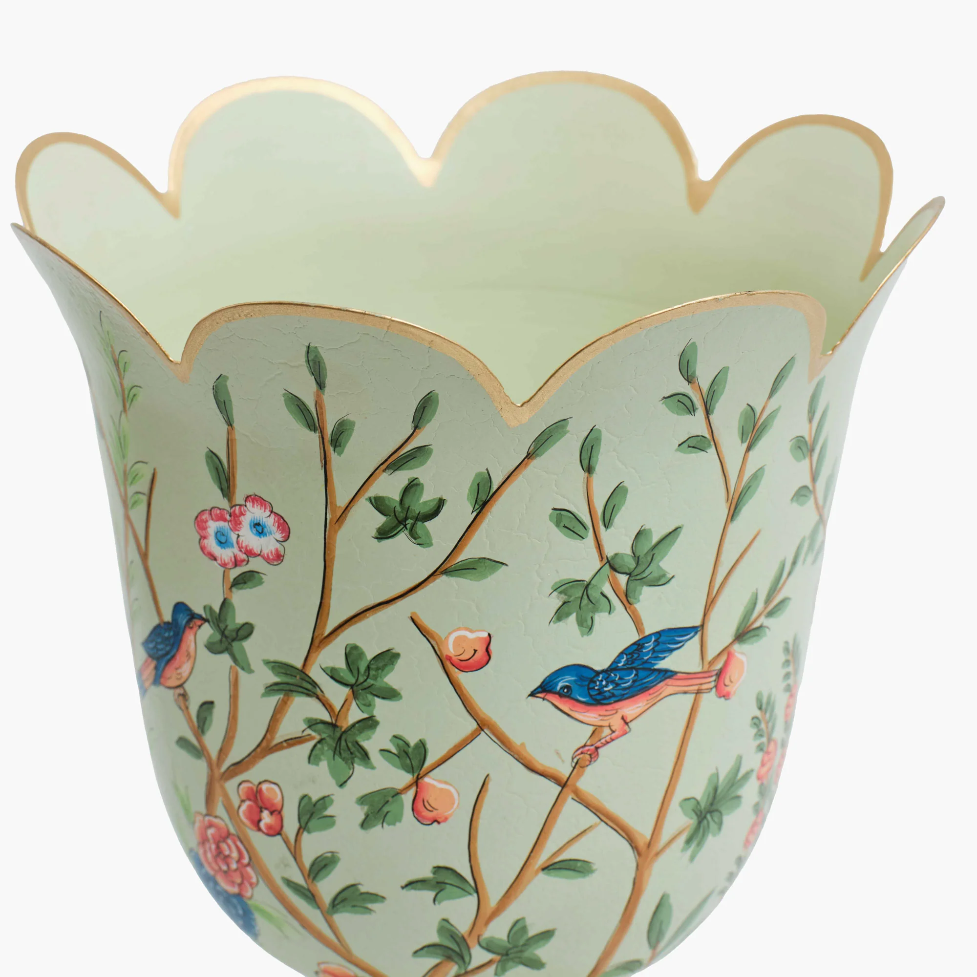 Green Chinoiserie Small Tole Urn Vase - Image 5