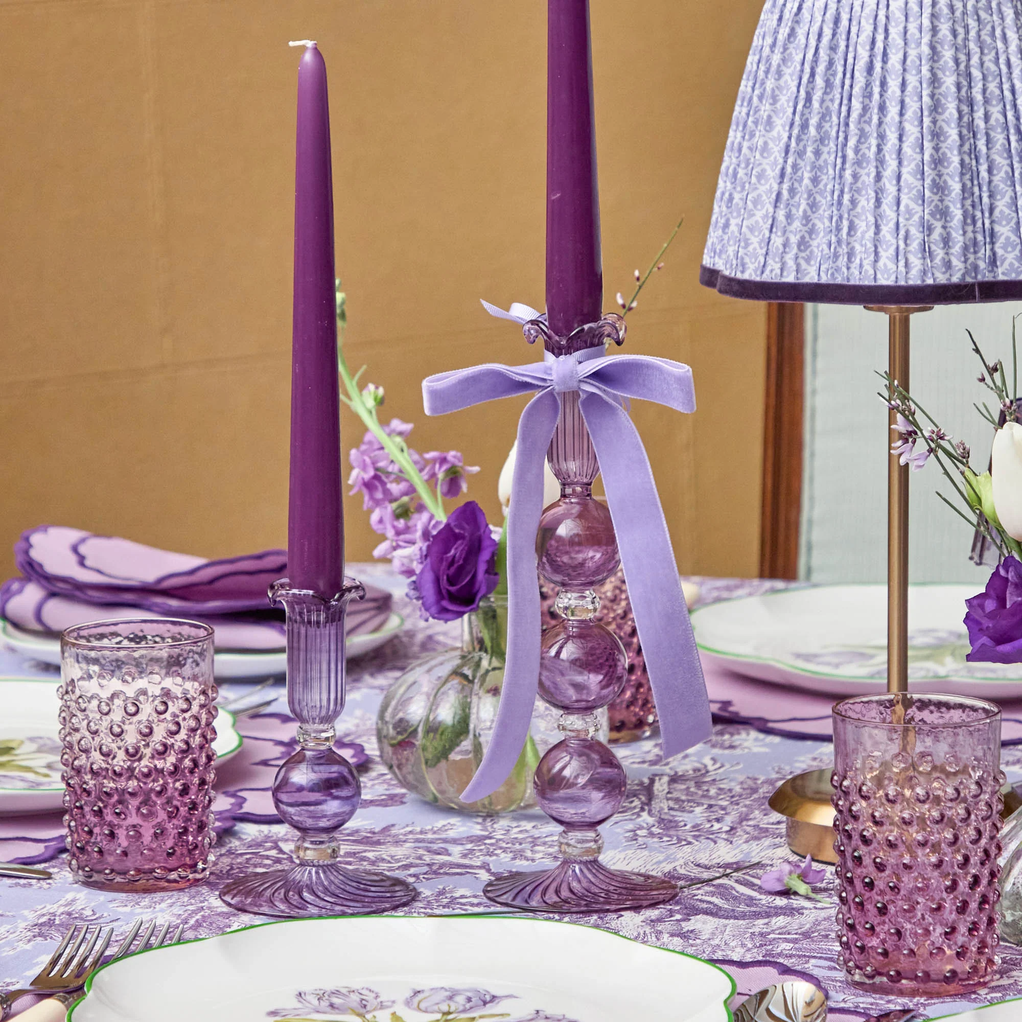 Small Eden Purple Candle Holder (Pair) - Image 6