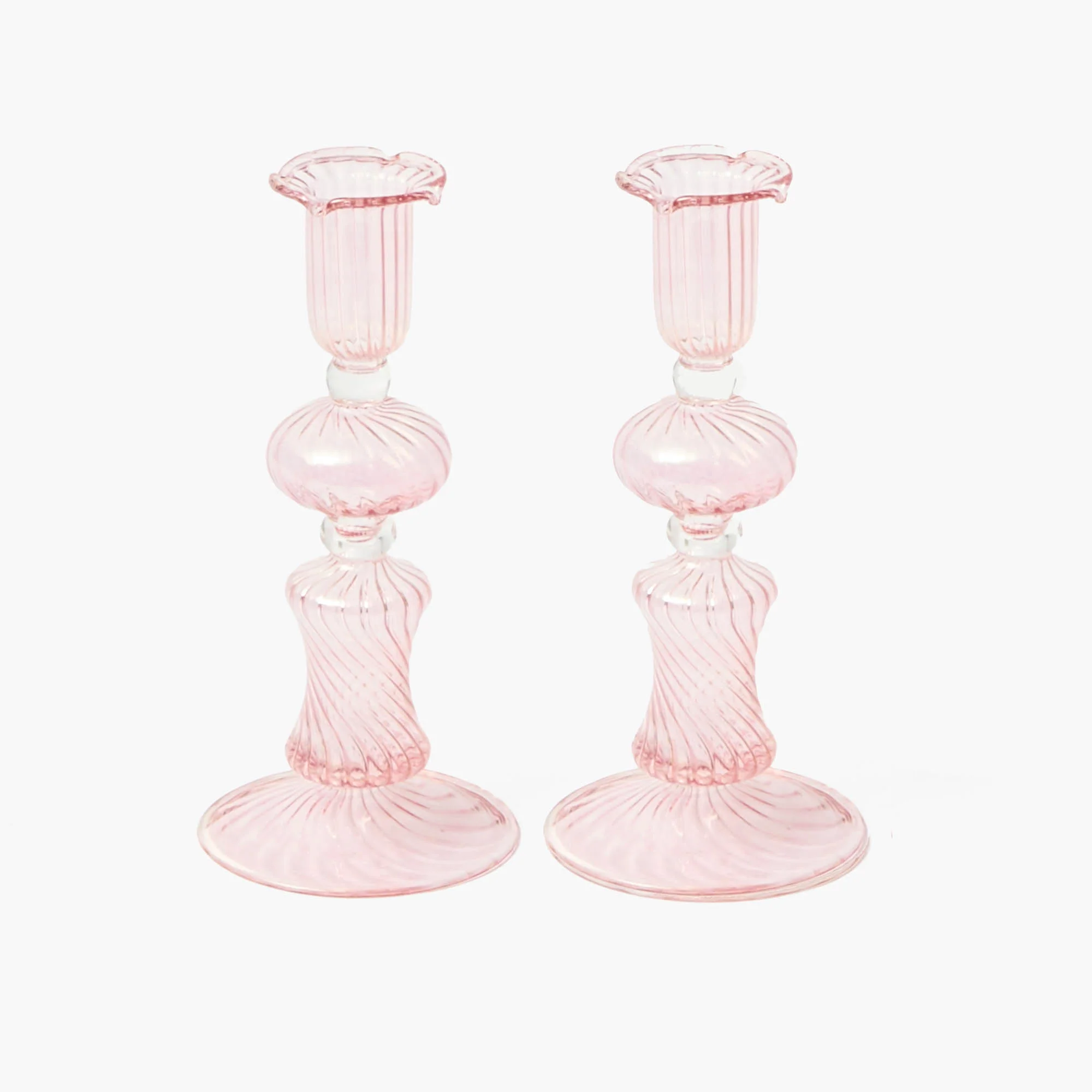 Small Gisele Pink Candle Holder (Pair) - Image 10