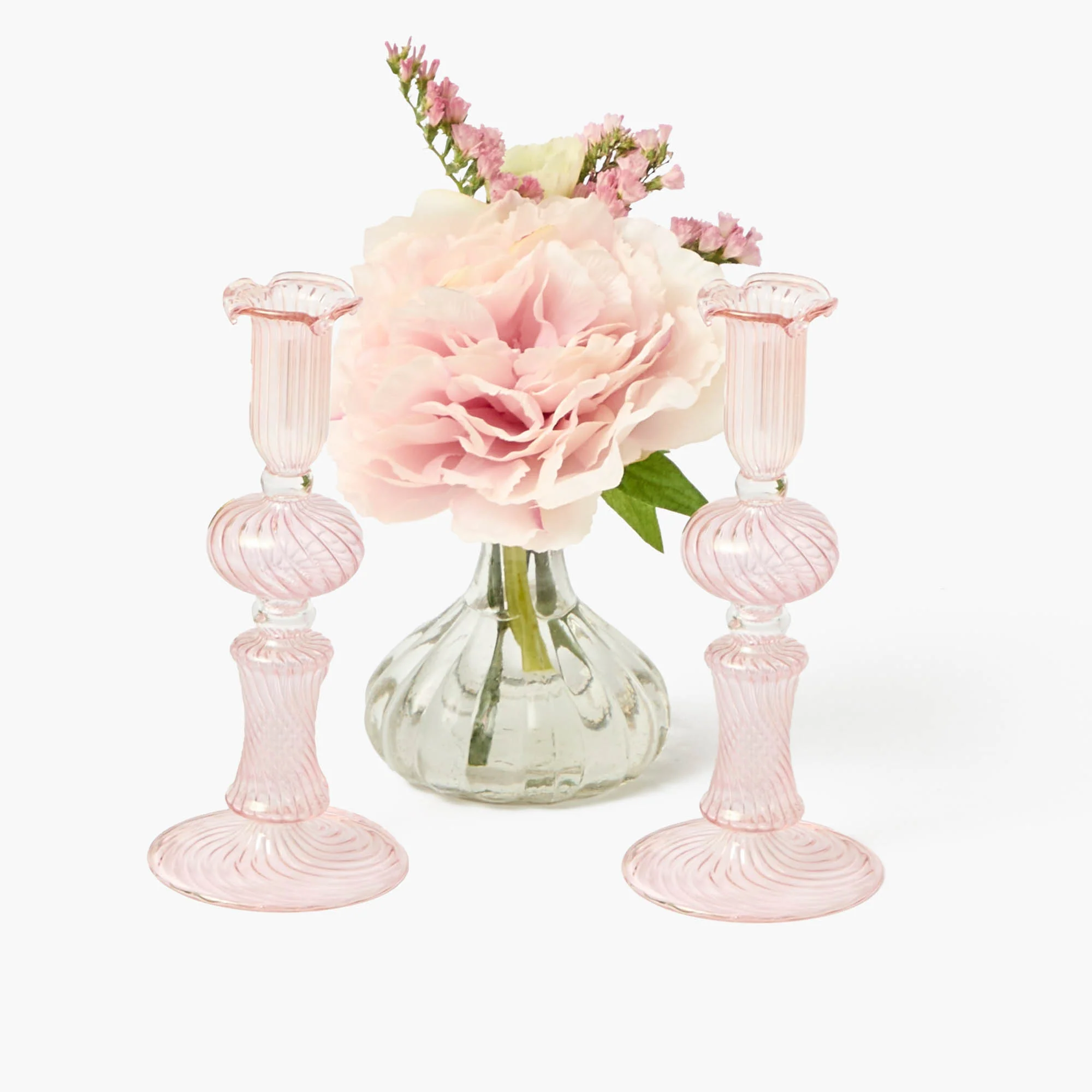 Small Gisele Pink Candle Holder (Pair) - Image 4