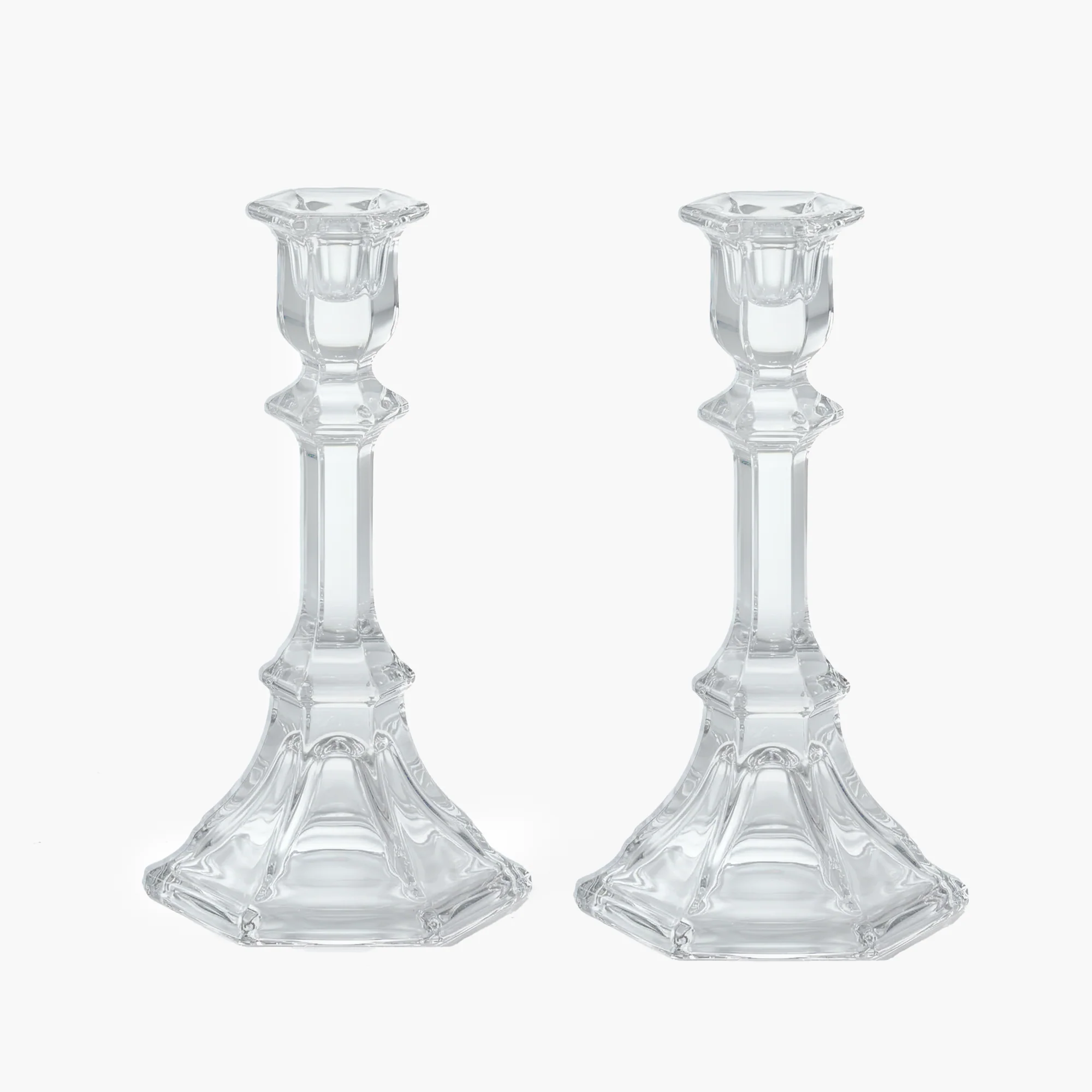 Small Glass Column Candle Holders (Pair)