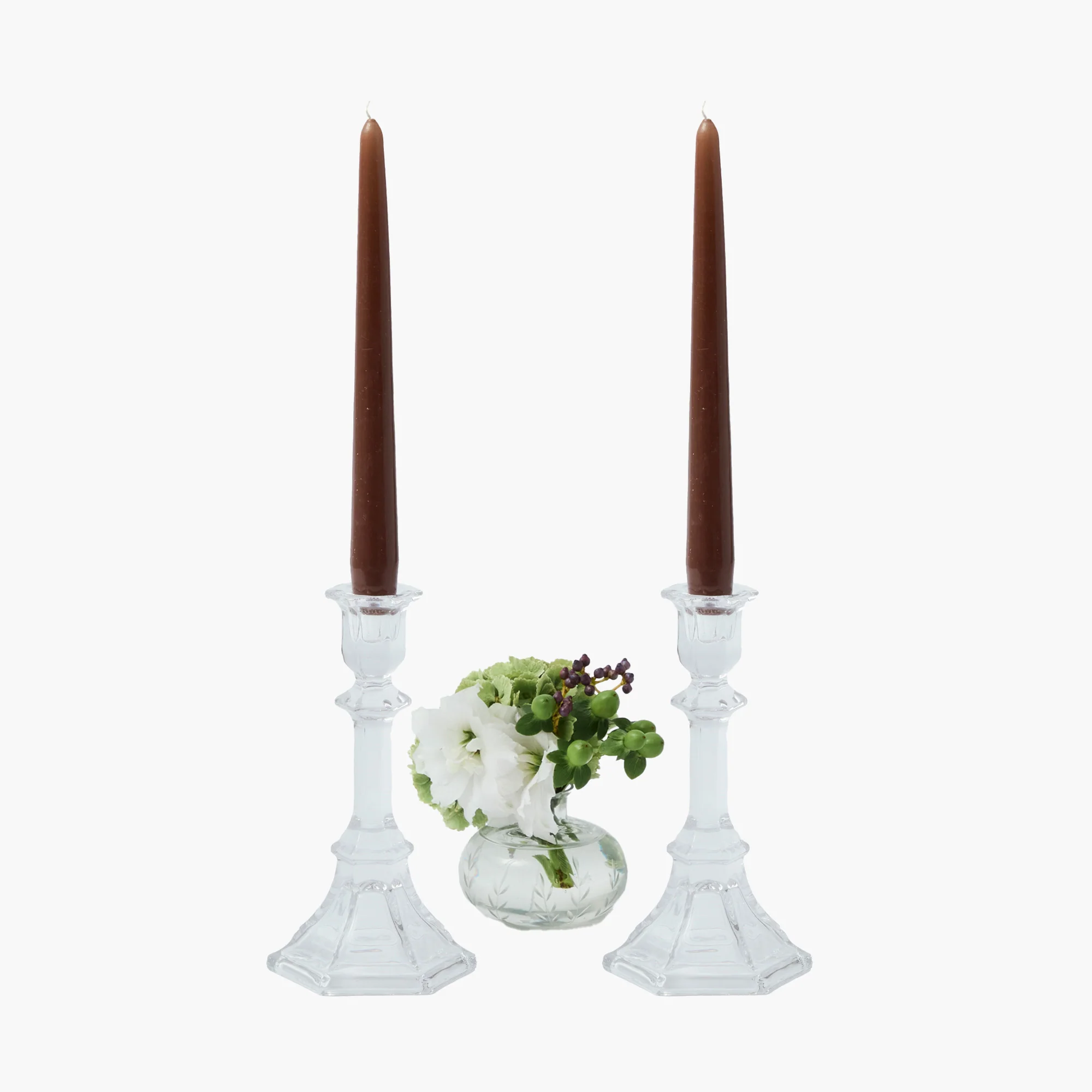 Small Glass Column Candle Holders (Pair) - Image 4