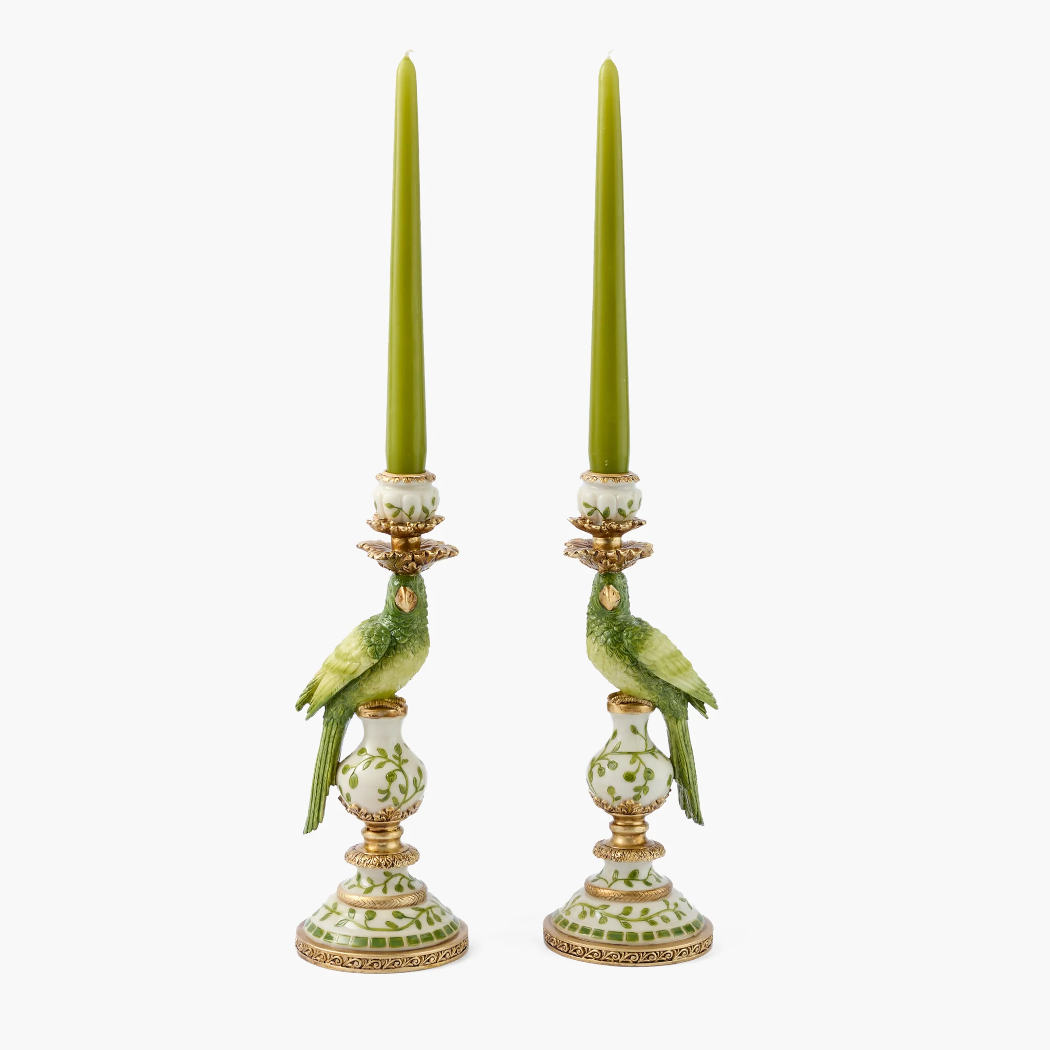 Small Green Parrot Candle Holders (Pair)