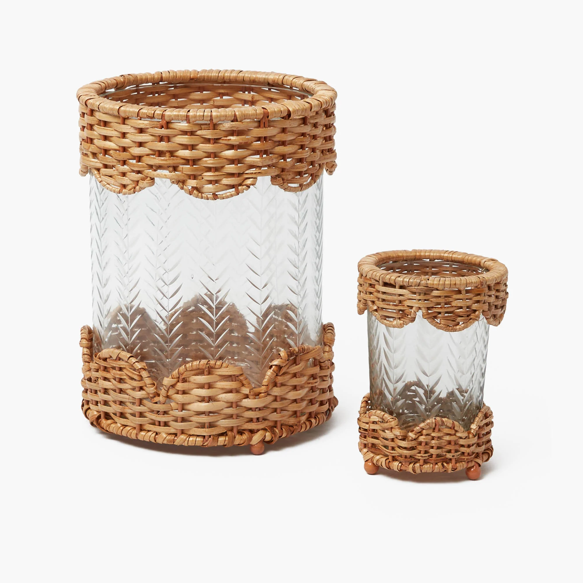 Small Helena Rattan Hurricane Lantern (Pair) - Image 6