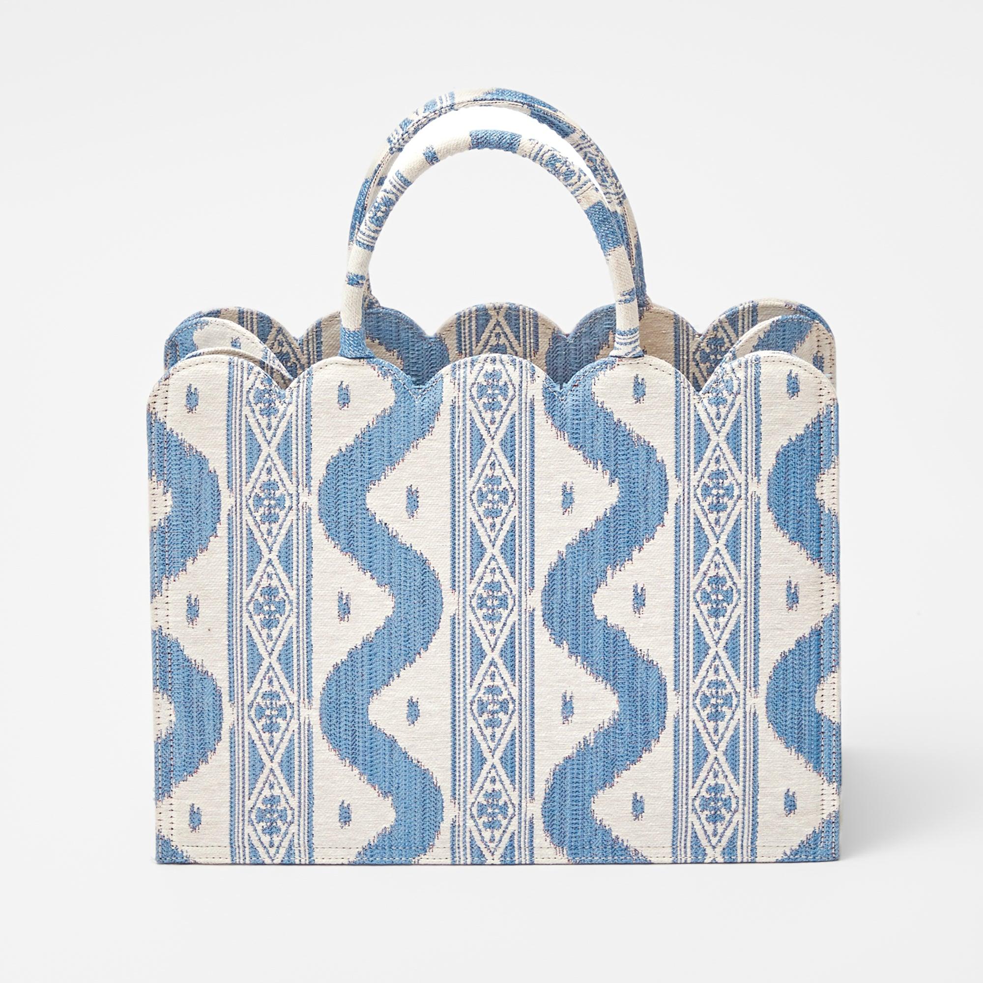 Blue Small Mrs. Alice Ikat Tote Bag - Image 4