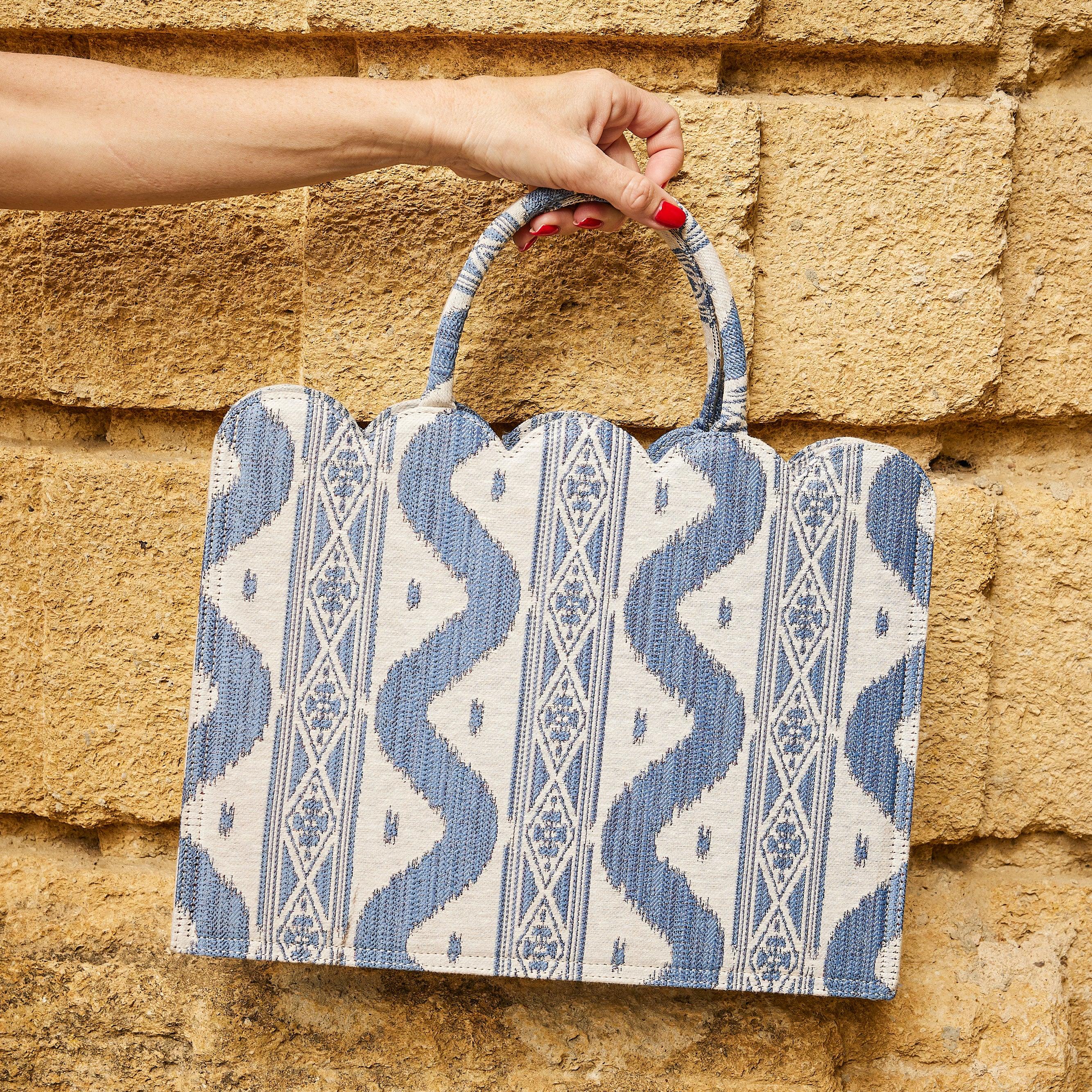 Blue Small Mrs. Alice Ikat Tote Bag - Image 6