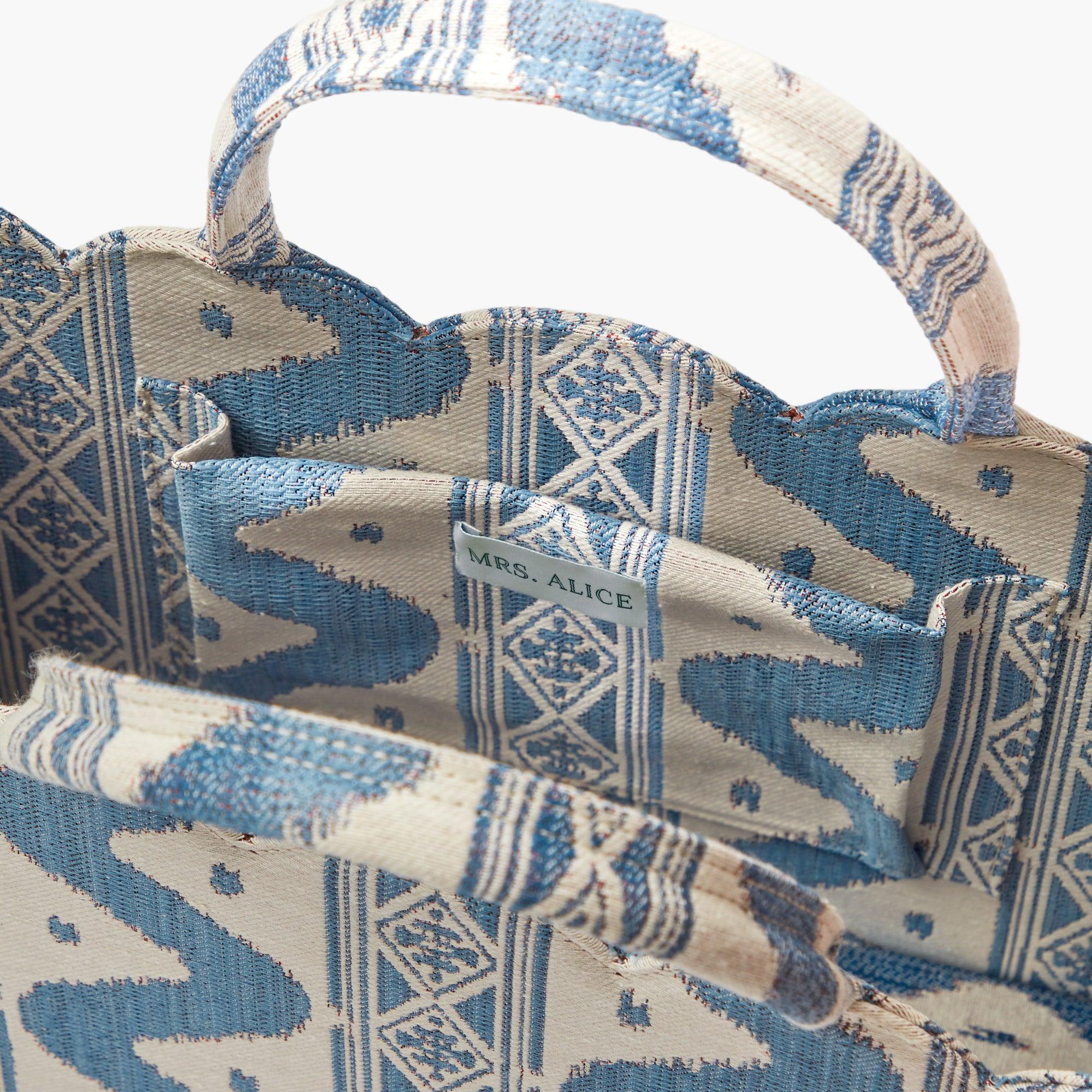 Blue Small Mrs. Alice Ikat Tote Bag - Image 8