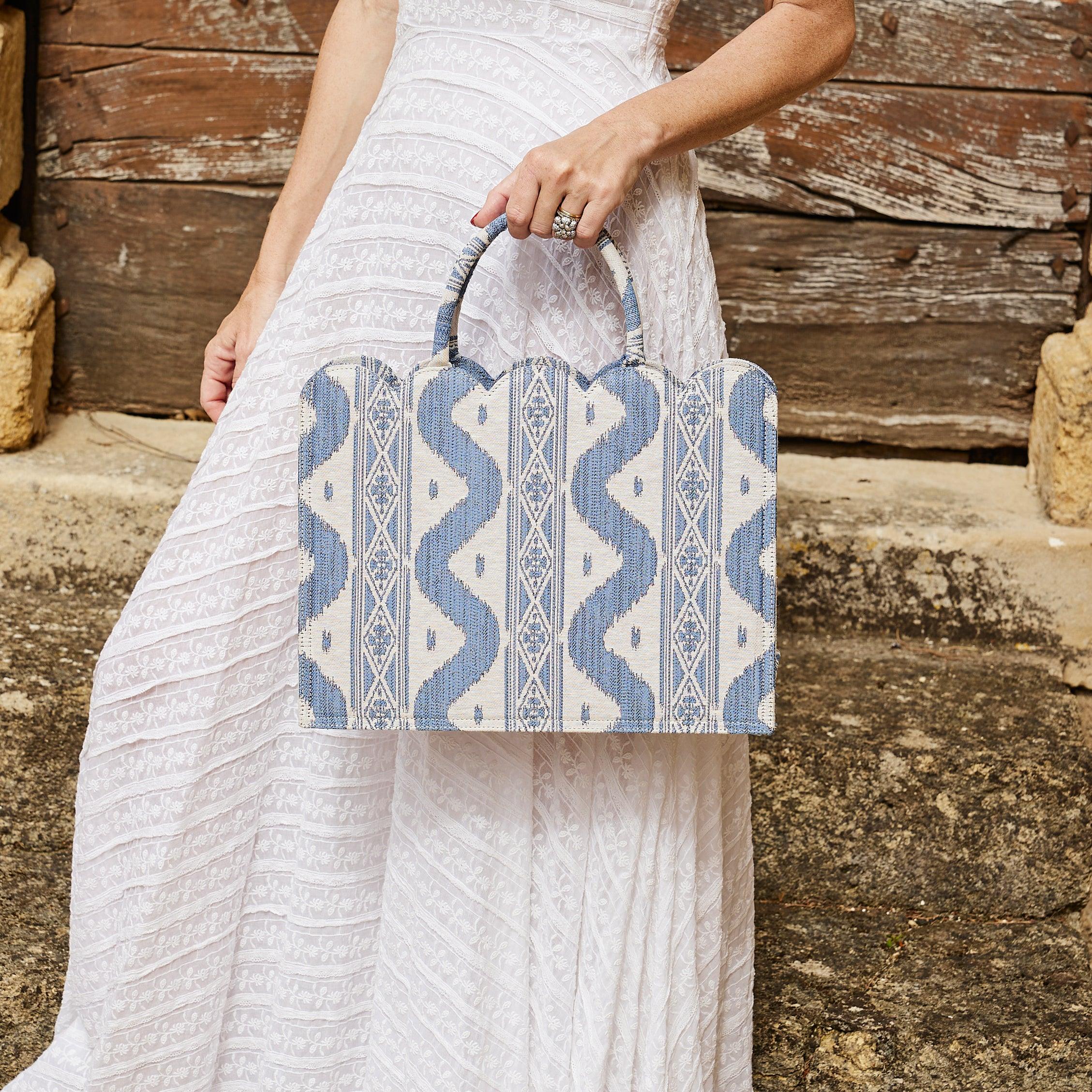 Blue Small Mrs. Alice Ikat Tote Bag - Image 9