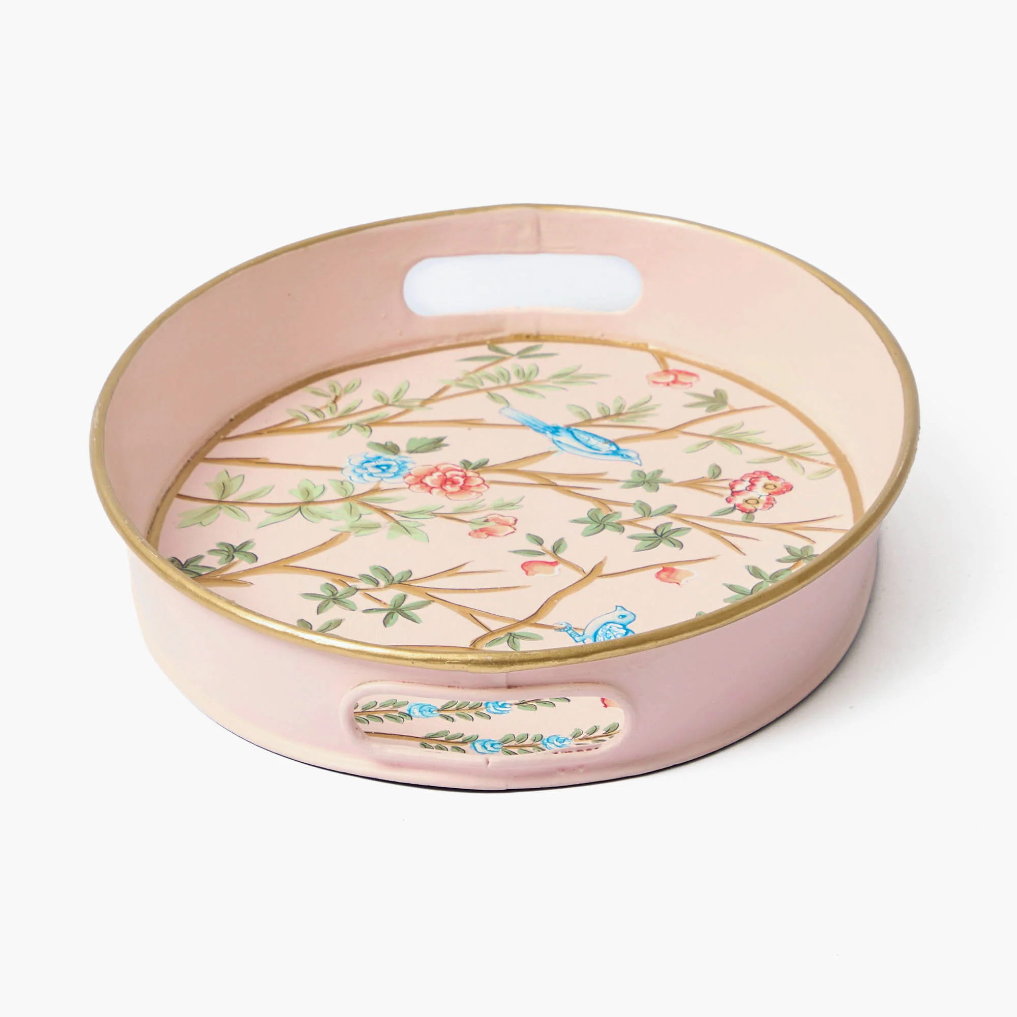 Pink Small Oval Chinoiserie Tole Tray - Image 3