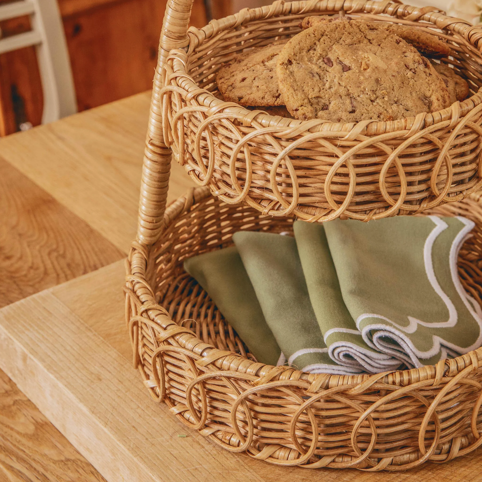 Small Rattan Two-Tiered Stand - Image 4