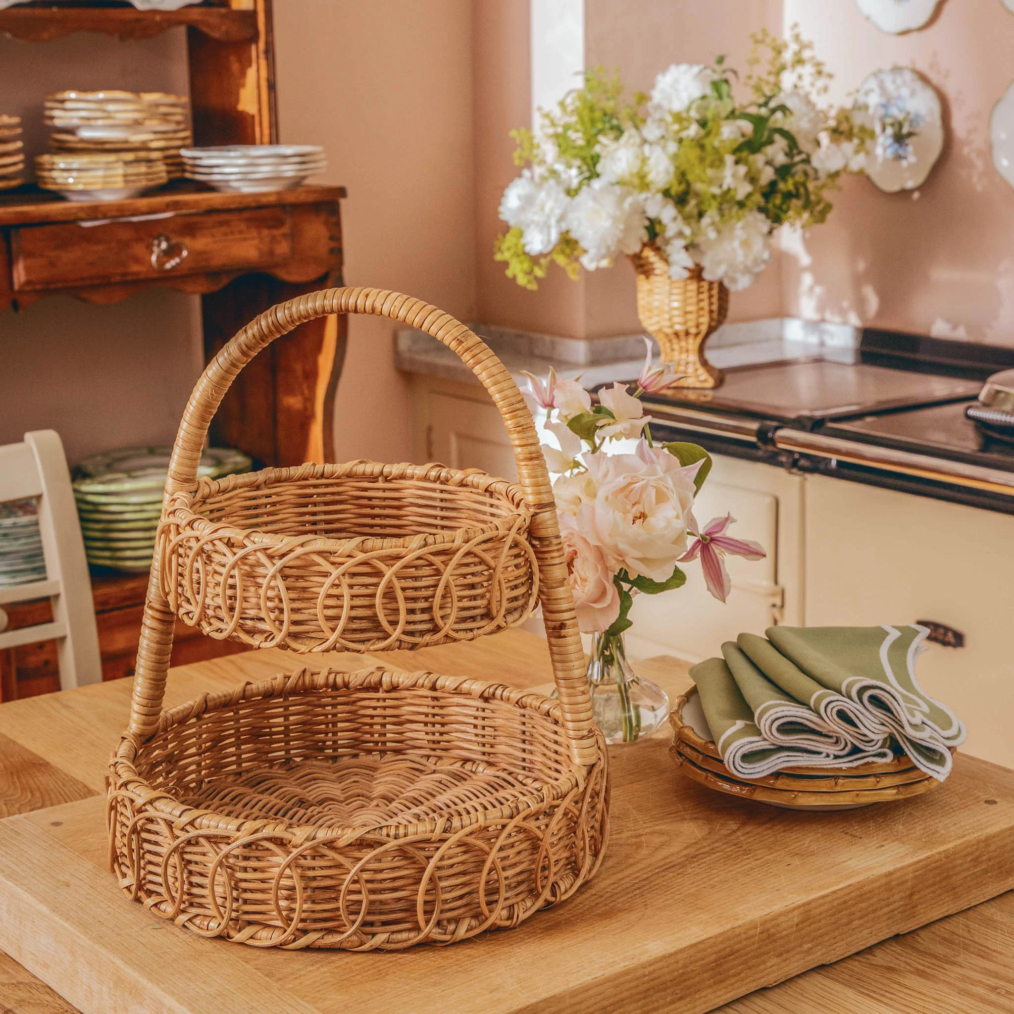 Small Rattan Two-Tiered Stand - Image 7