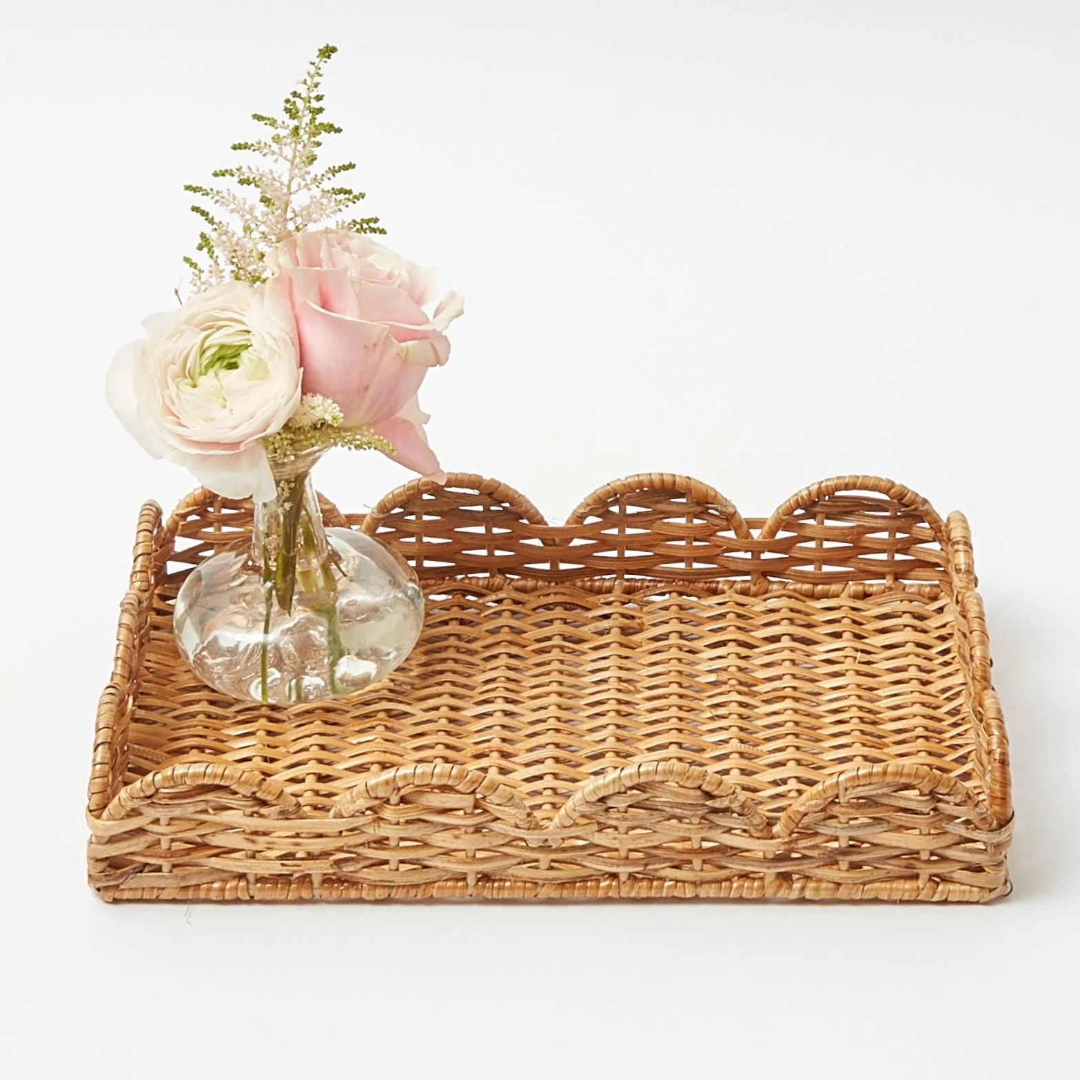 Natural Small Scalloped Rattan Tray - Image 4