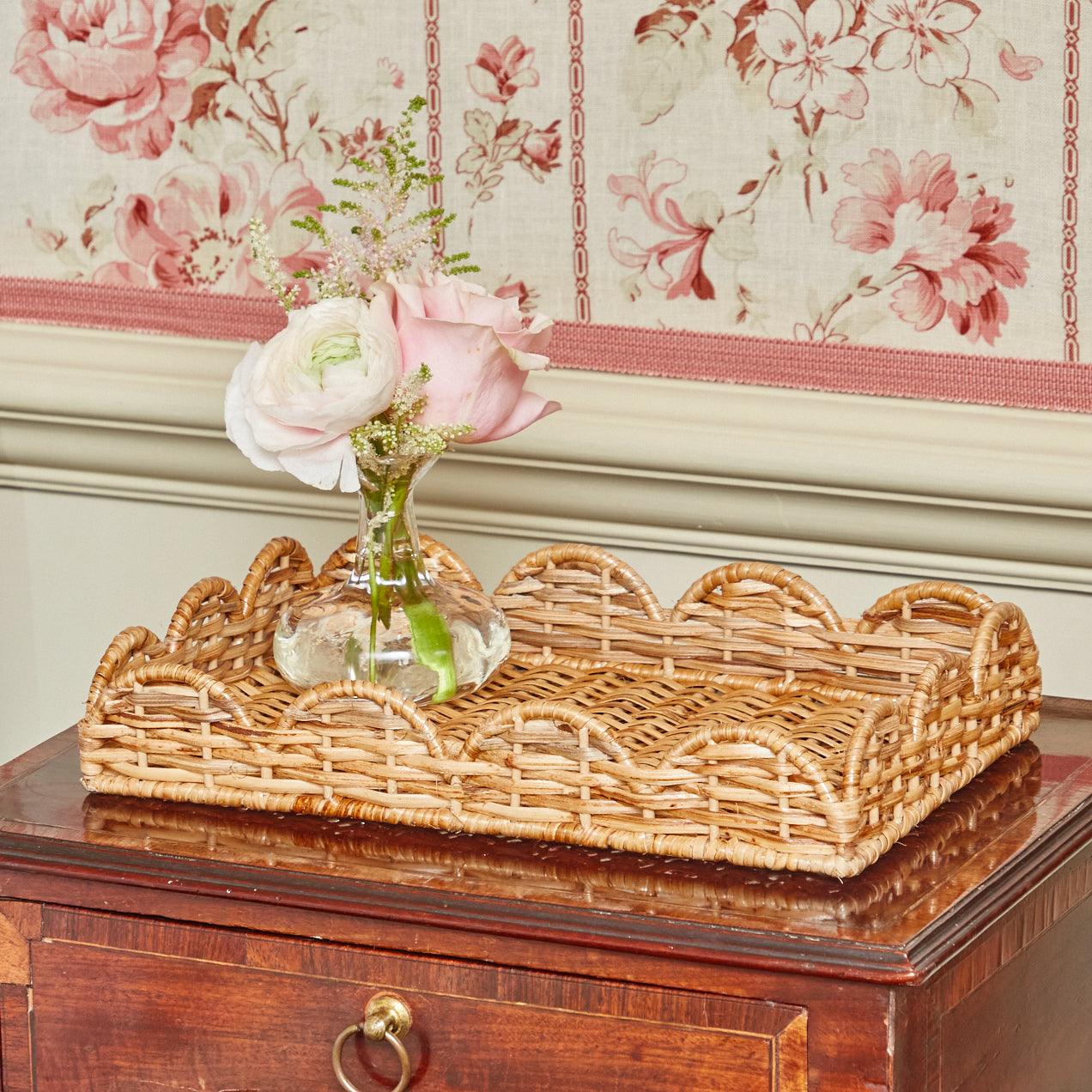 Natural Small Scalloped Rattan Tray - Image 5