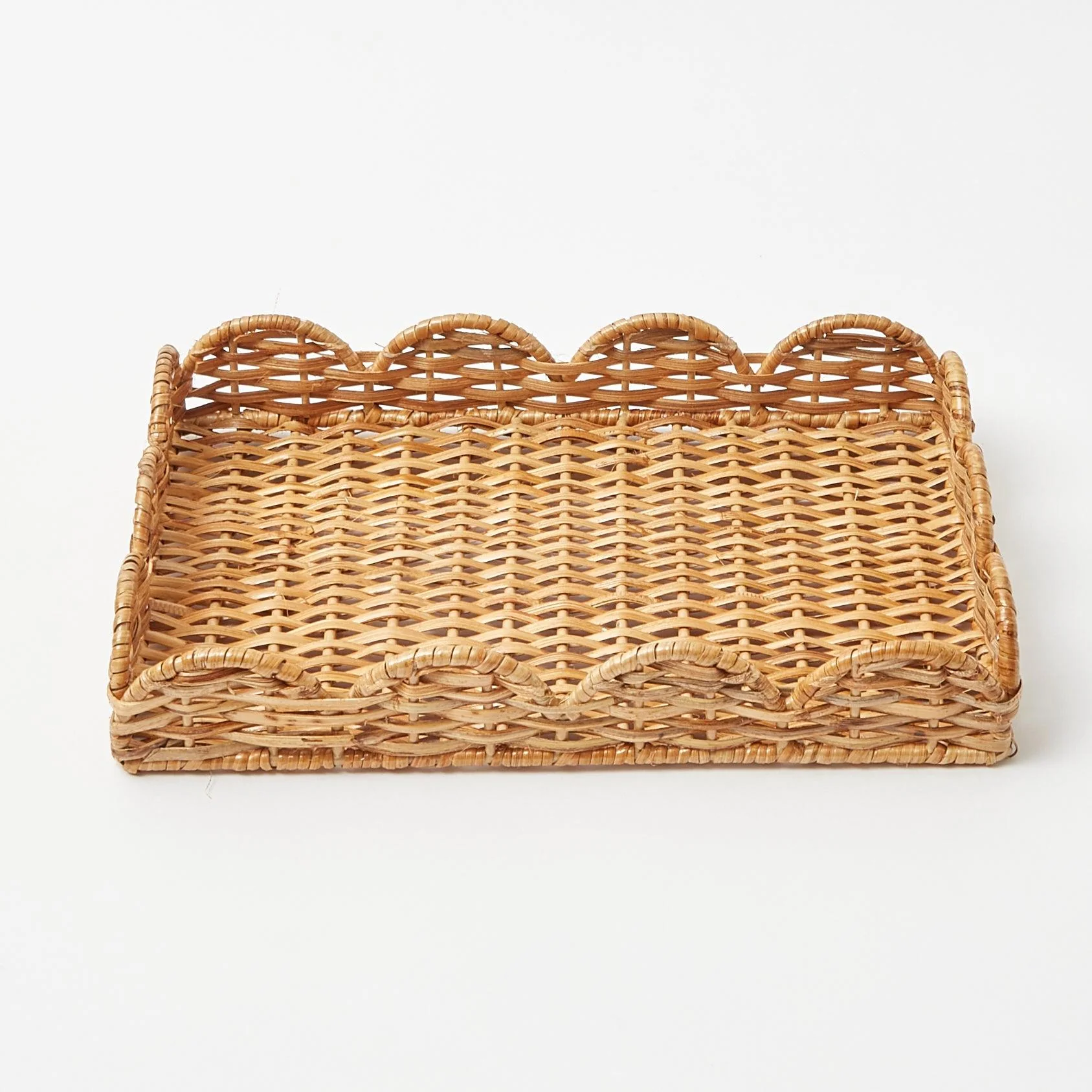 Natural Small Scalloped Rattan Tray - Image 6