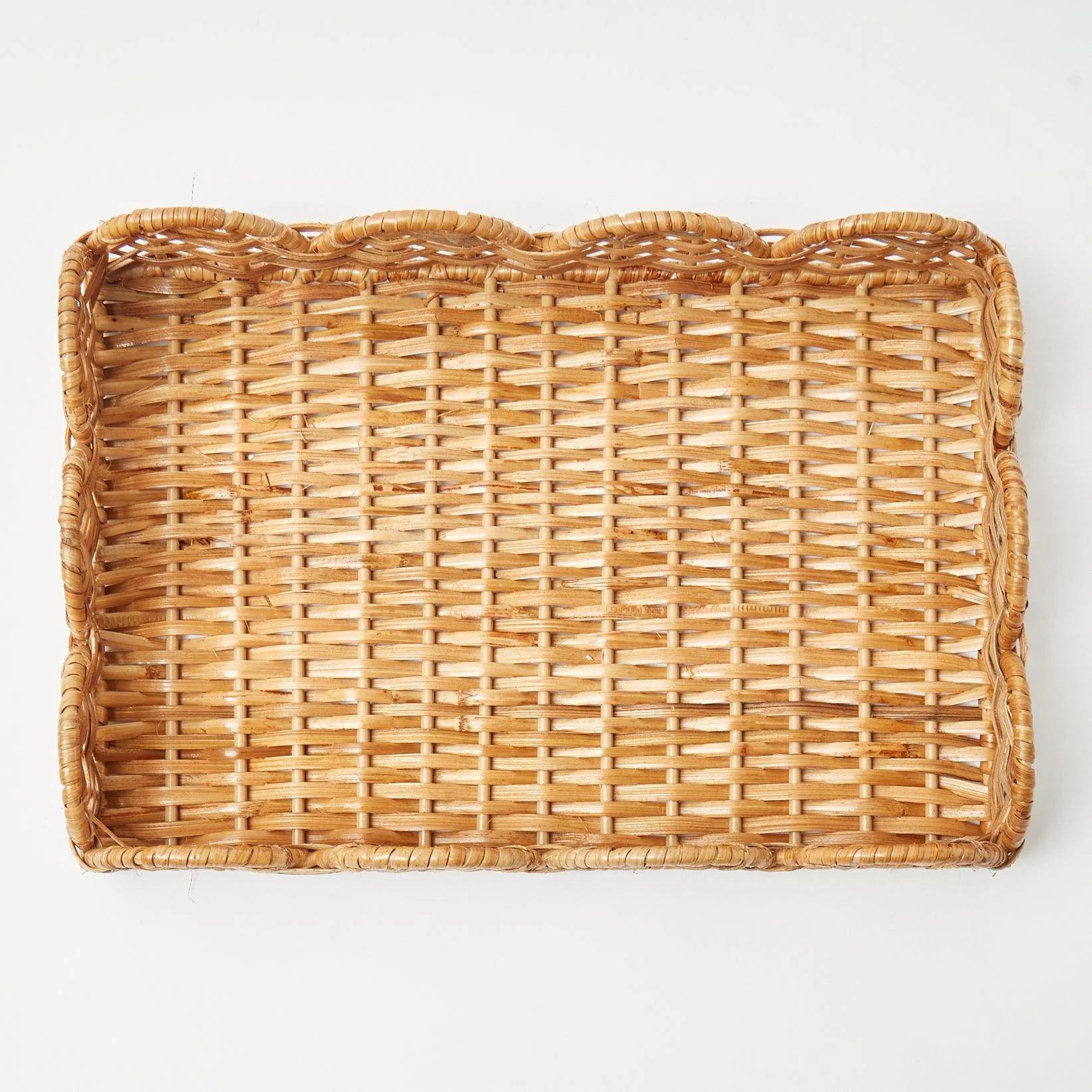 Natural Small Scalloped Rattan Tray - Image 8