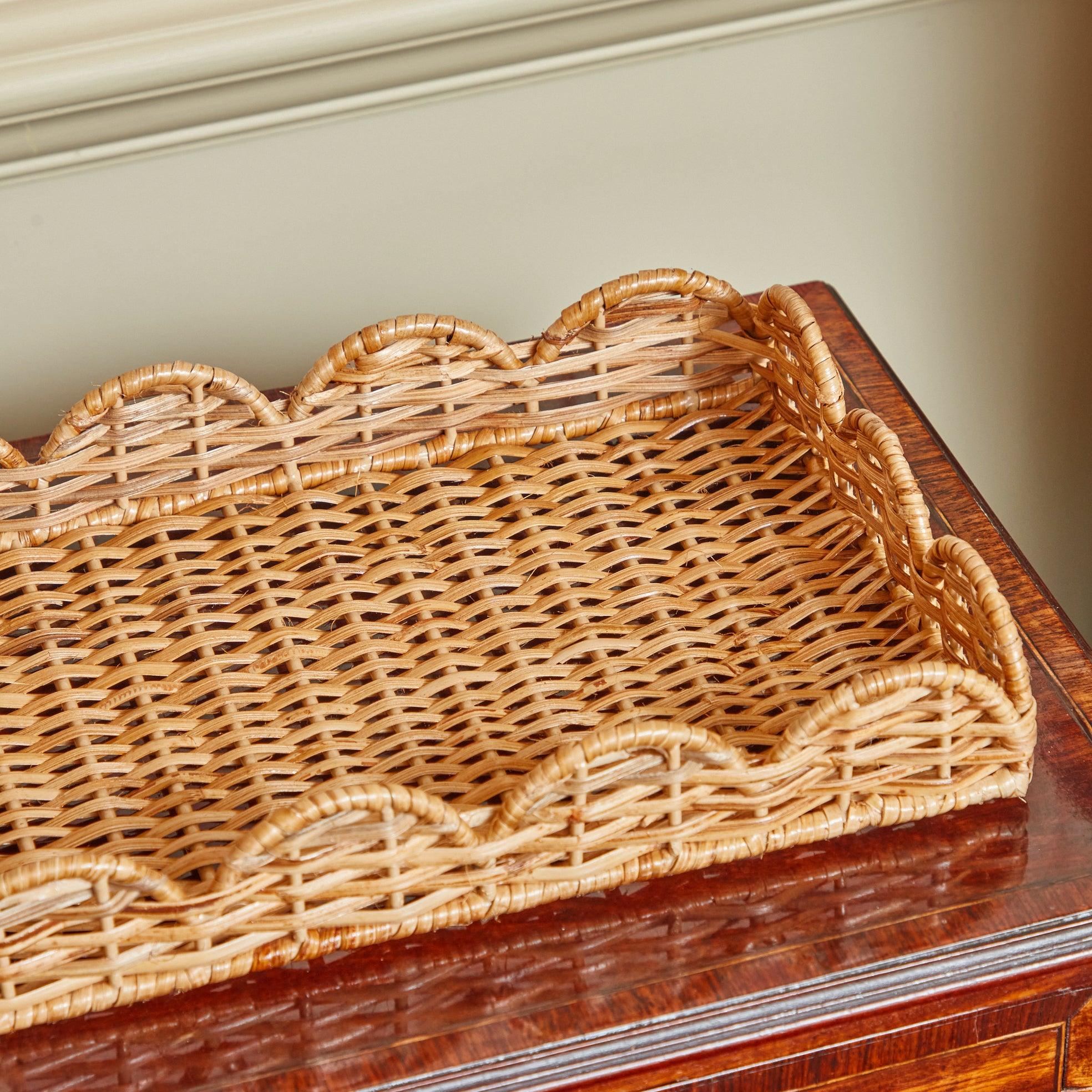 Natural Small Scalloped Rattan Tray - Image 9