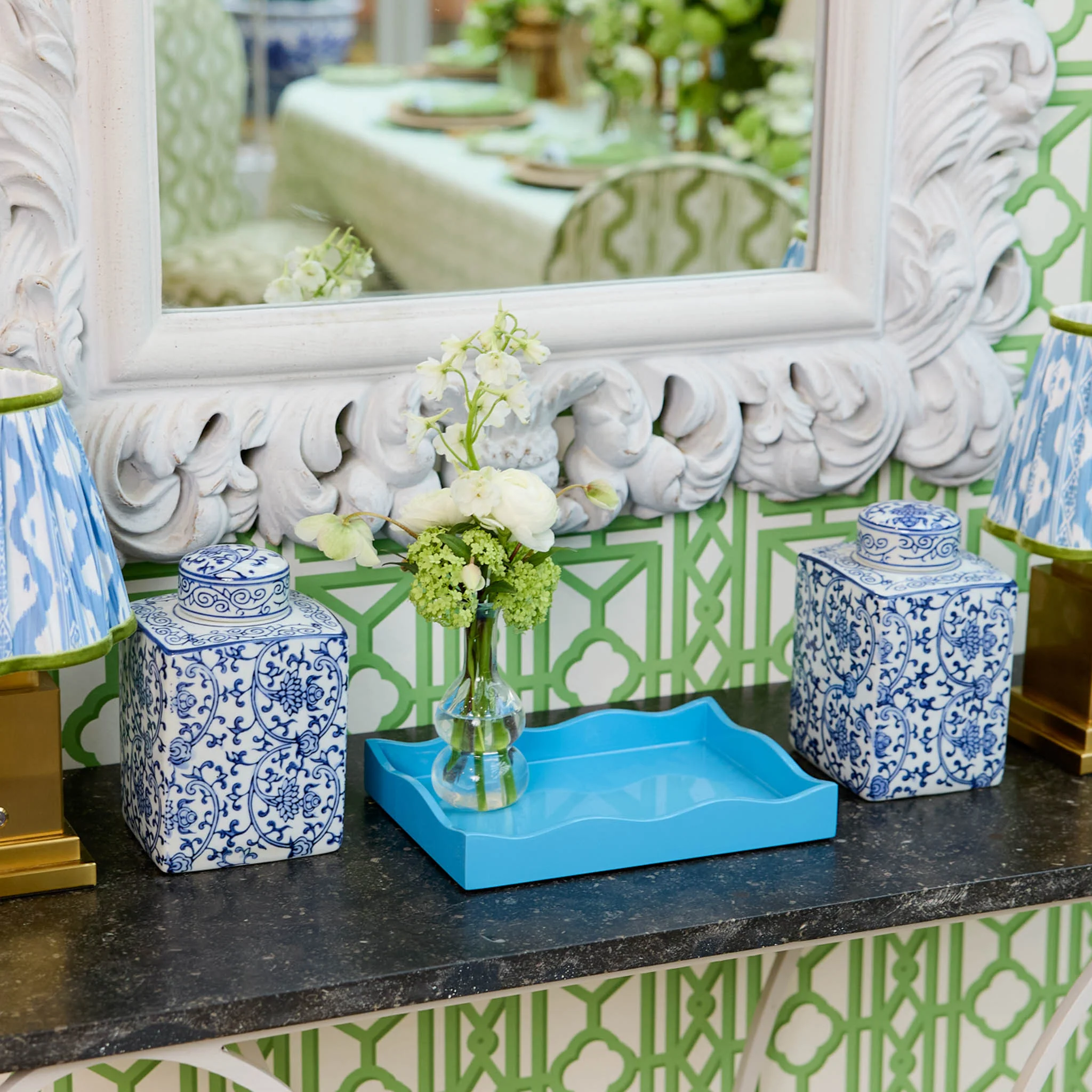 Small Blue Lacquer Wave Tray - Image 2