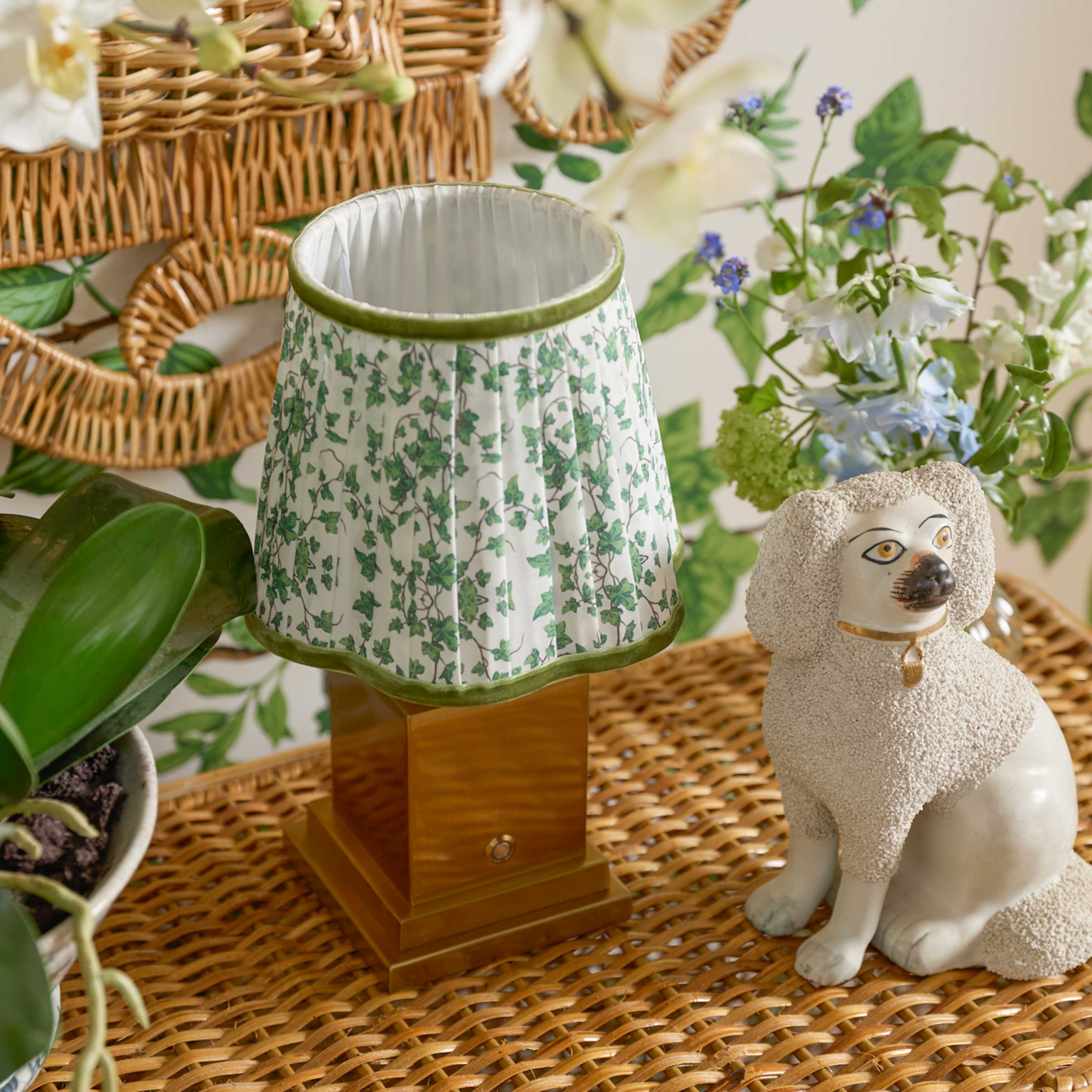 Small Square Rechargeable Lamp with Green Floral Shade (18cm) - Image 6
