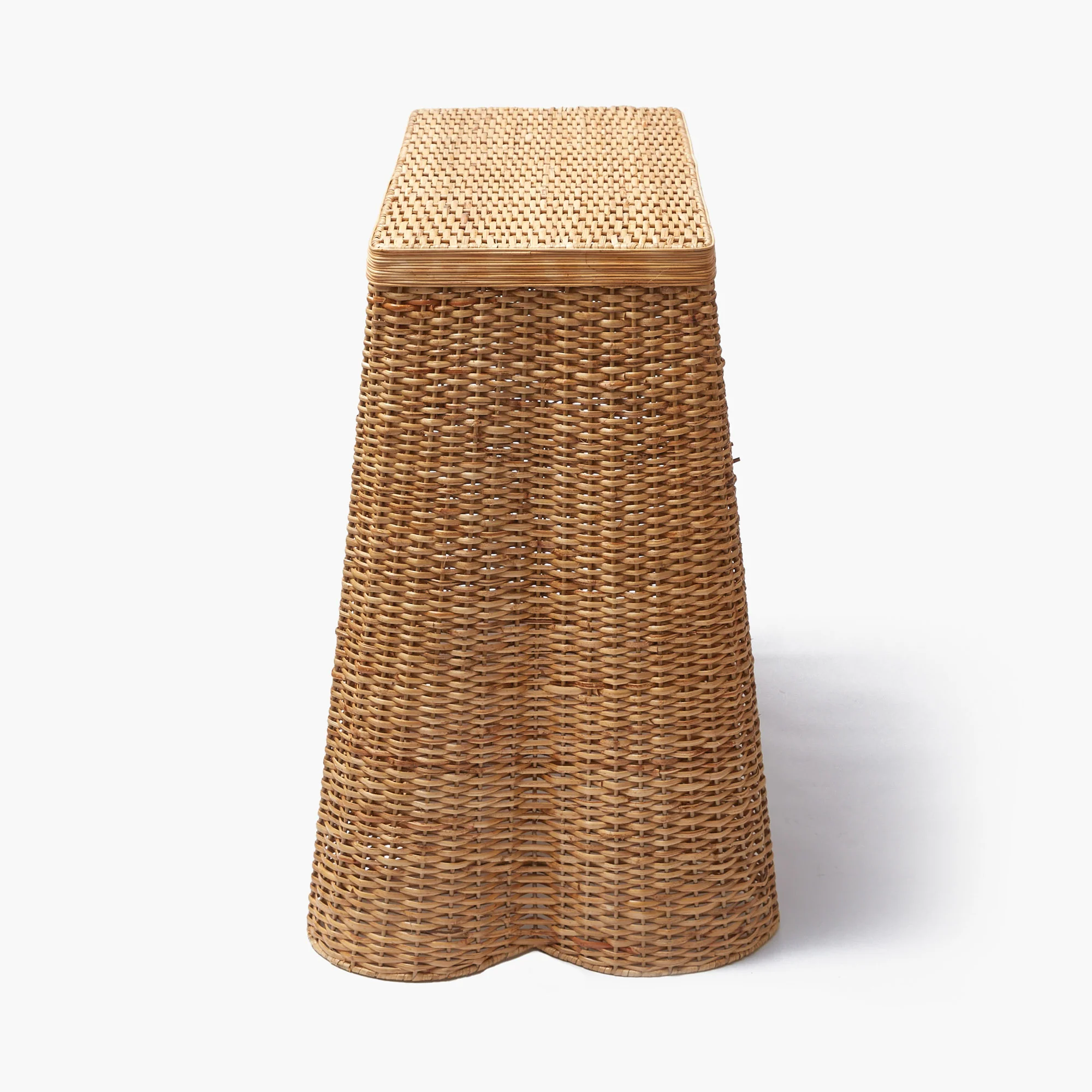 Small Vivienne Rattan Scalloped Console Table - Image 6